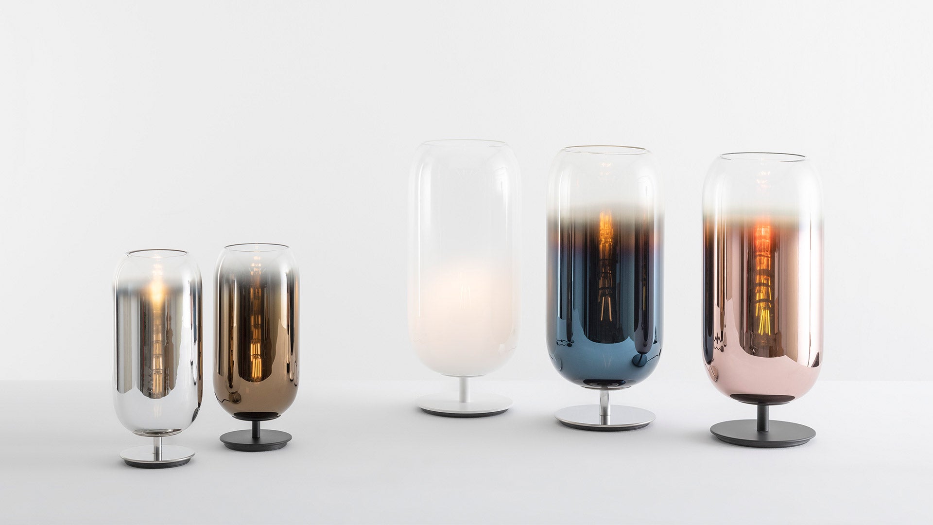 GOPLE blue table lamp with silver base