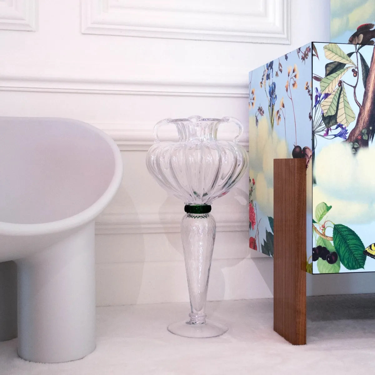 HERA Vase transparentes Glas mit grünem