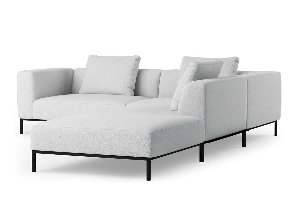 Modularer offener Ecksofa HOLDEN mit schwarzem Gestell