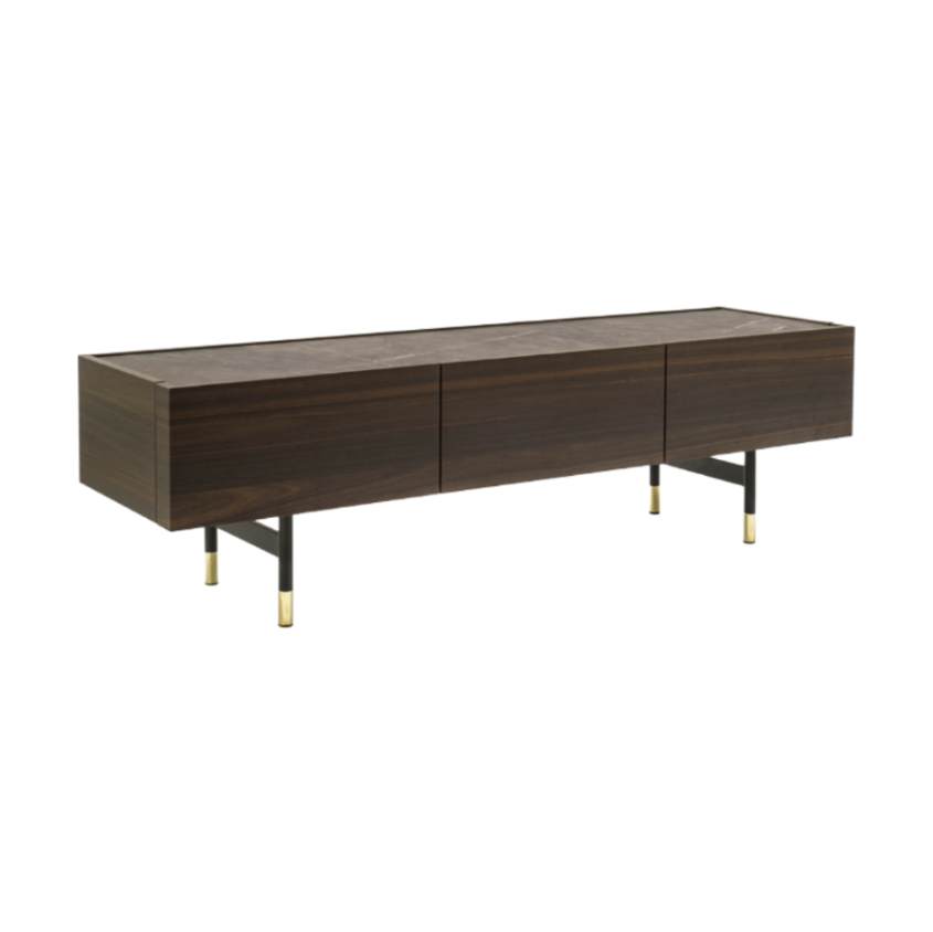 RTV-Schränke HORIZON dunkles Holz mit brauner Platte