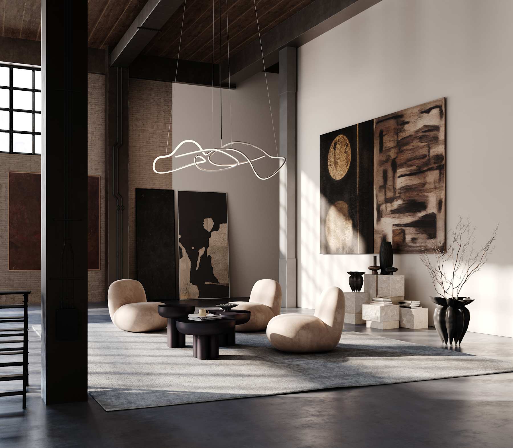 TOE FLAT Sessel ohne Armlehnen beiges Nubukleder