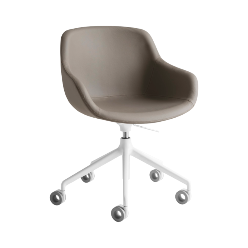Upholstered office chair IGLOO with a white base