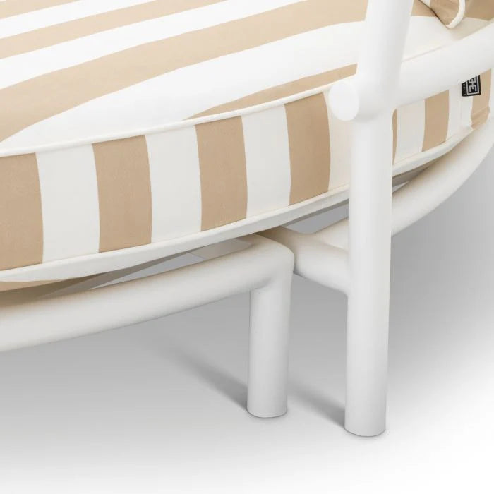 Sofa außen LAGUNO weiß mit cremefarbenem Bezug