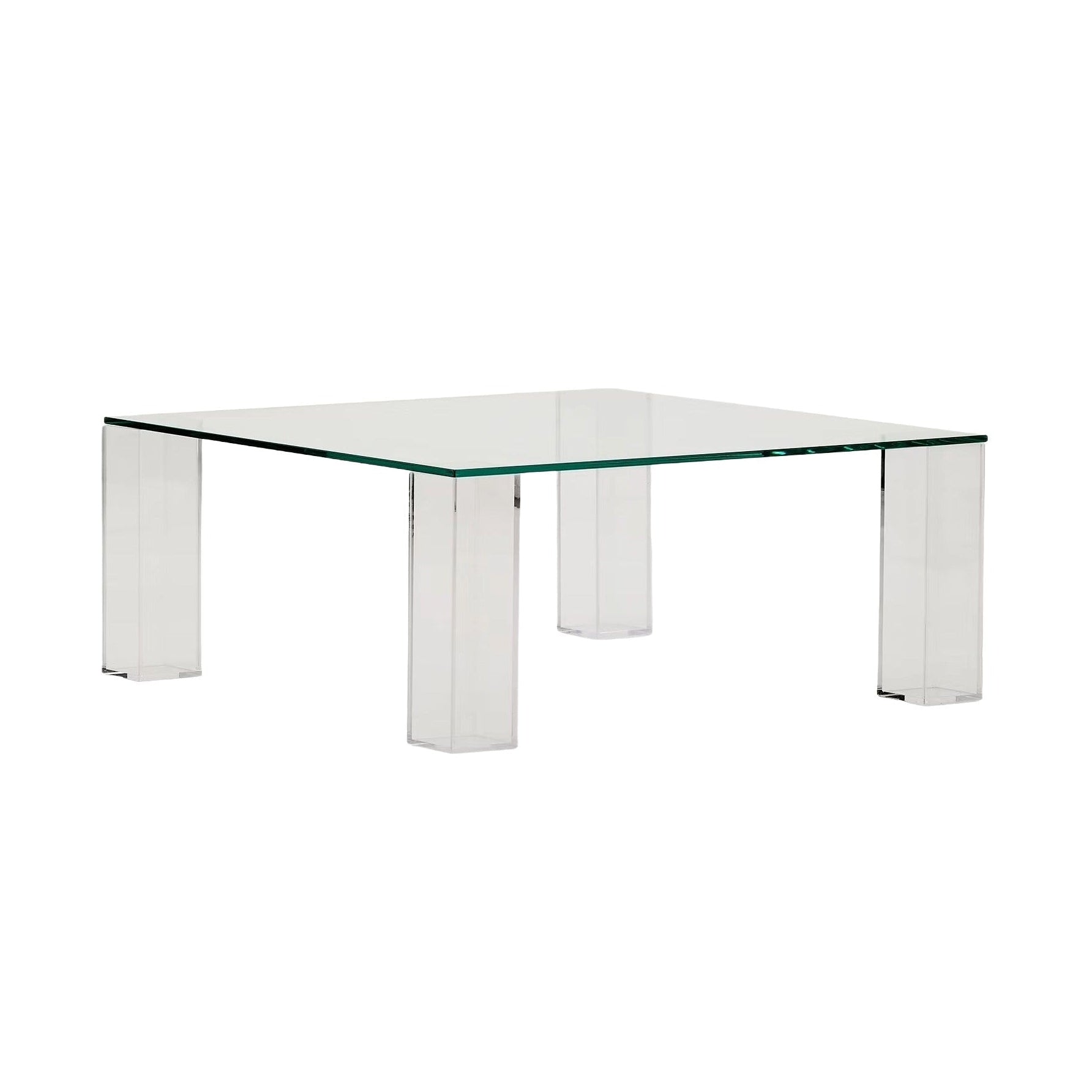Quadratischer Couchtisch ADULARIA aus transparentem gehärtetem Glas