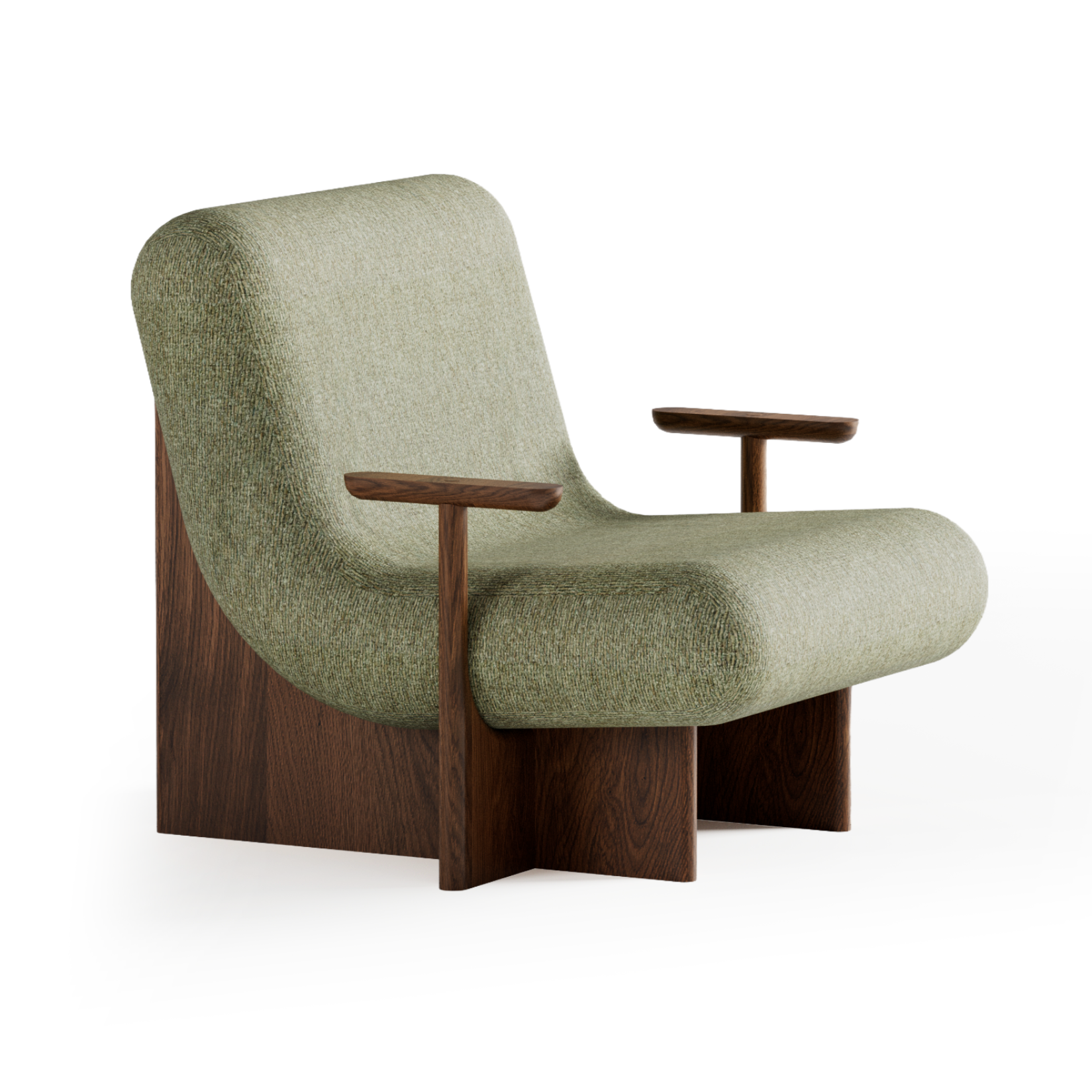 KIVO Armchair in Green with Dark Oak Base
