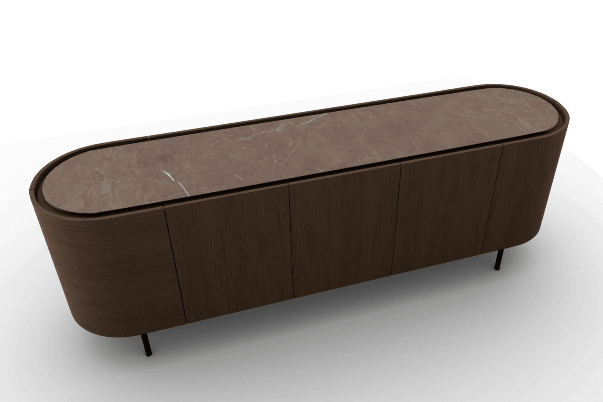 Komoda LAKE ciemnobrązowy Calligaris 5 drzwiowa brązowa ceramika Eye on Design