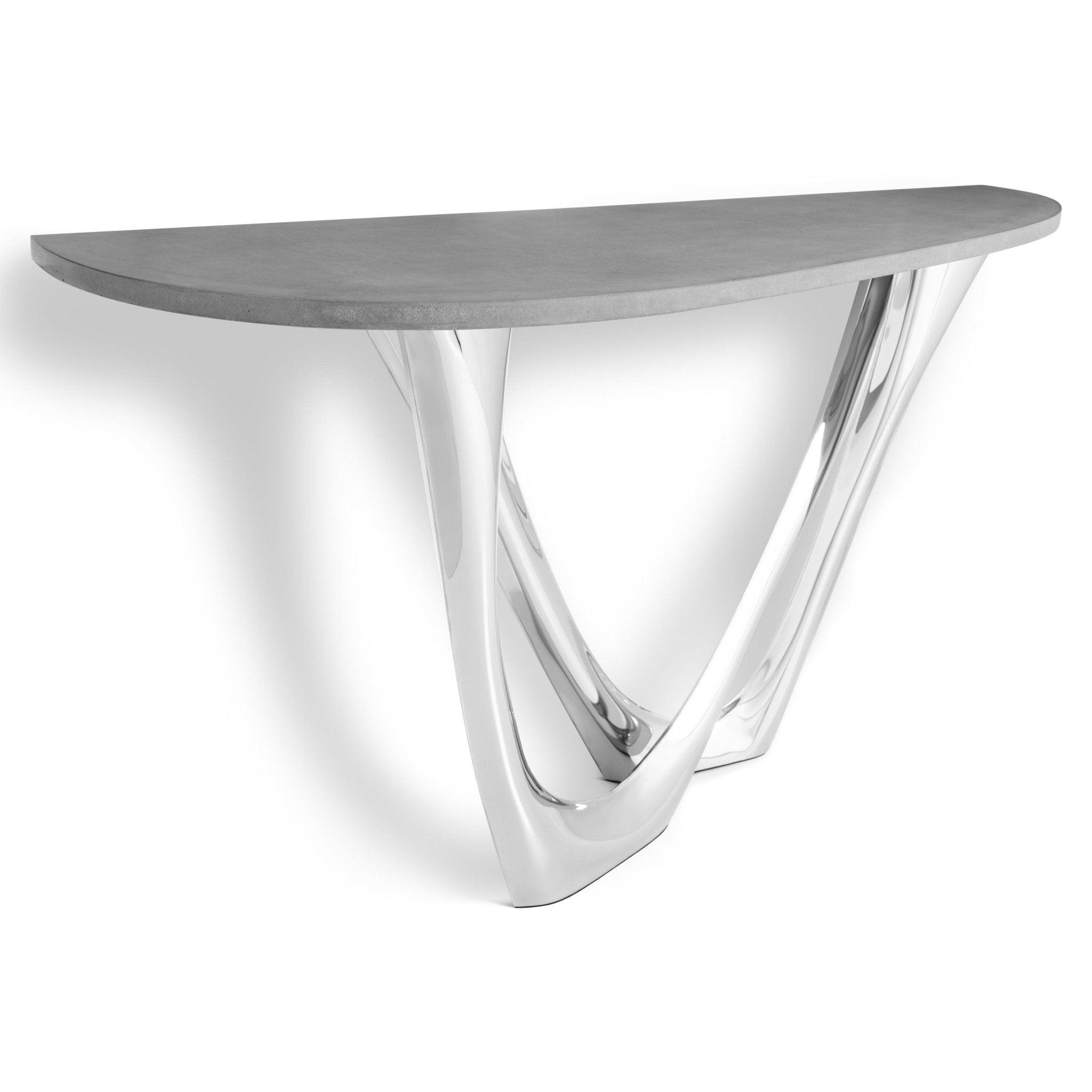 Konsola G-CONSOLE DUO polerowana stal z betonowym blatem – Zieta Studio