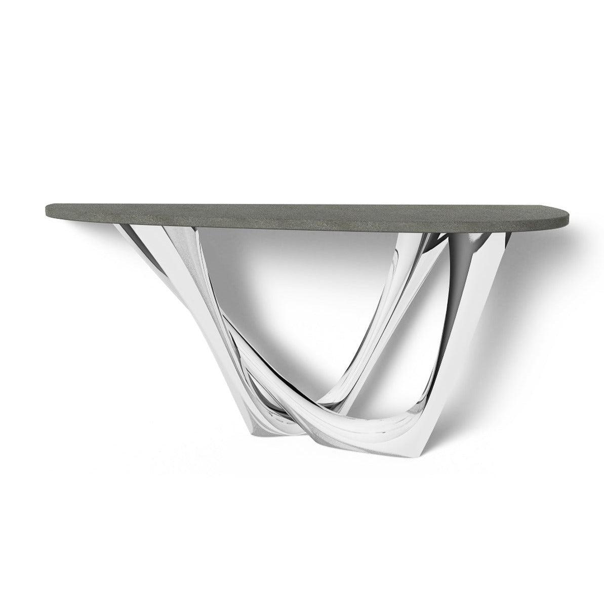 Konsola G-CONSOLE DUO polerowana stal z betonowym blatem – Zieta Studio