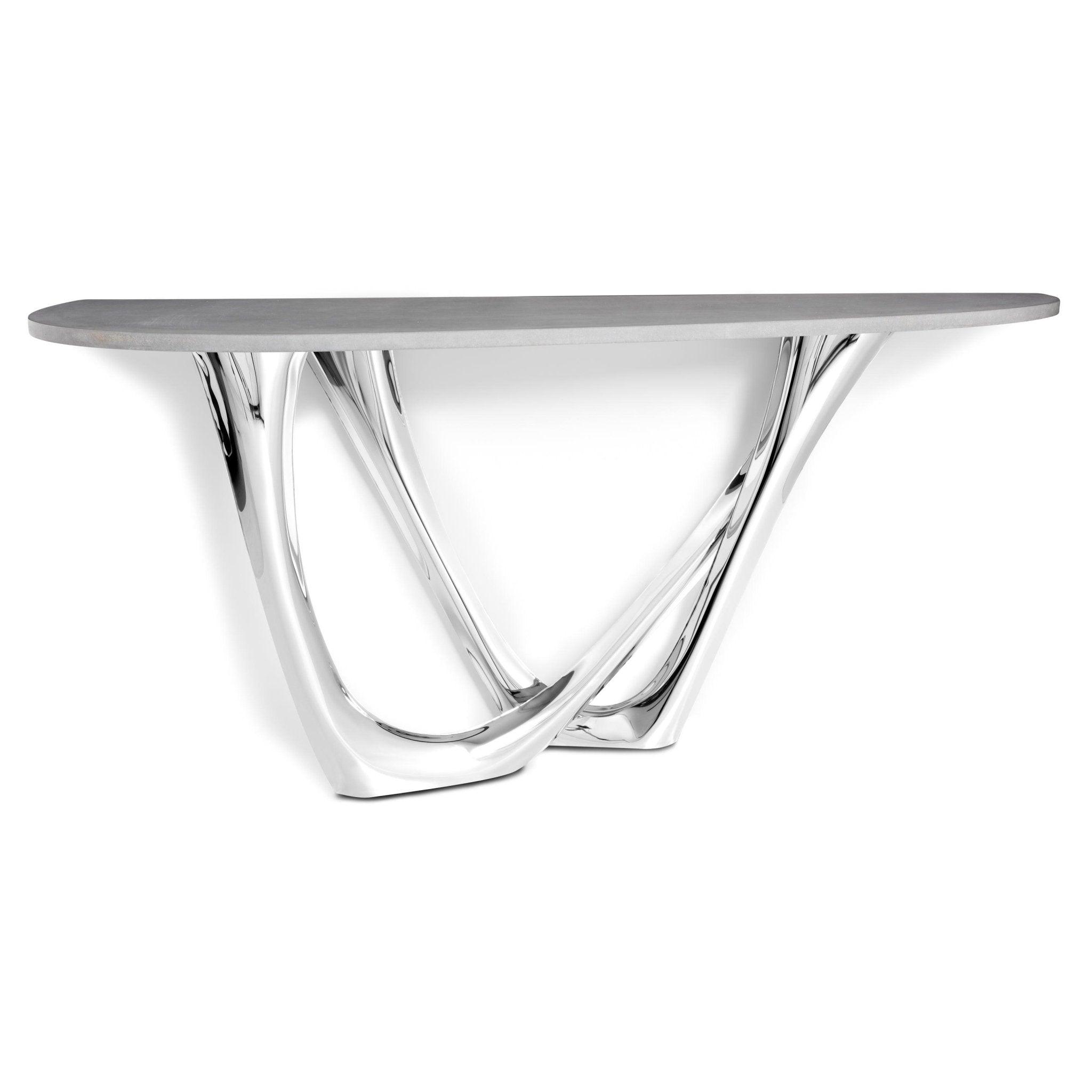 Konsola G-CONSOLE DUO polerowana stal z betonowym blatem – Zieta Studio