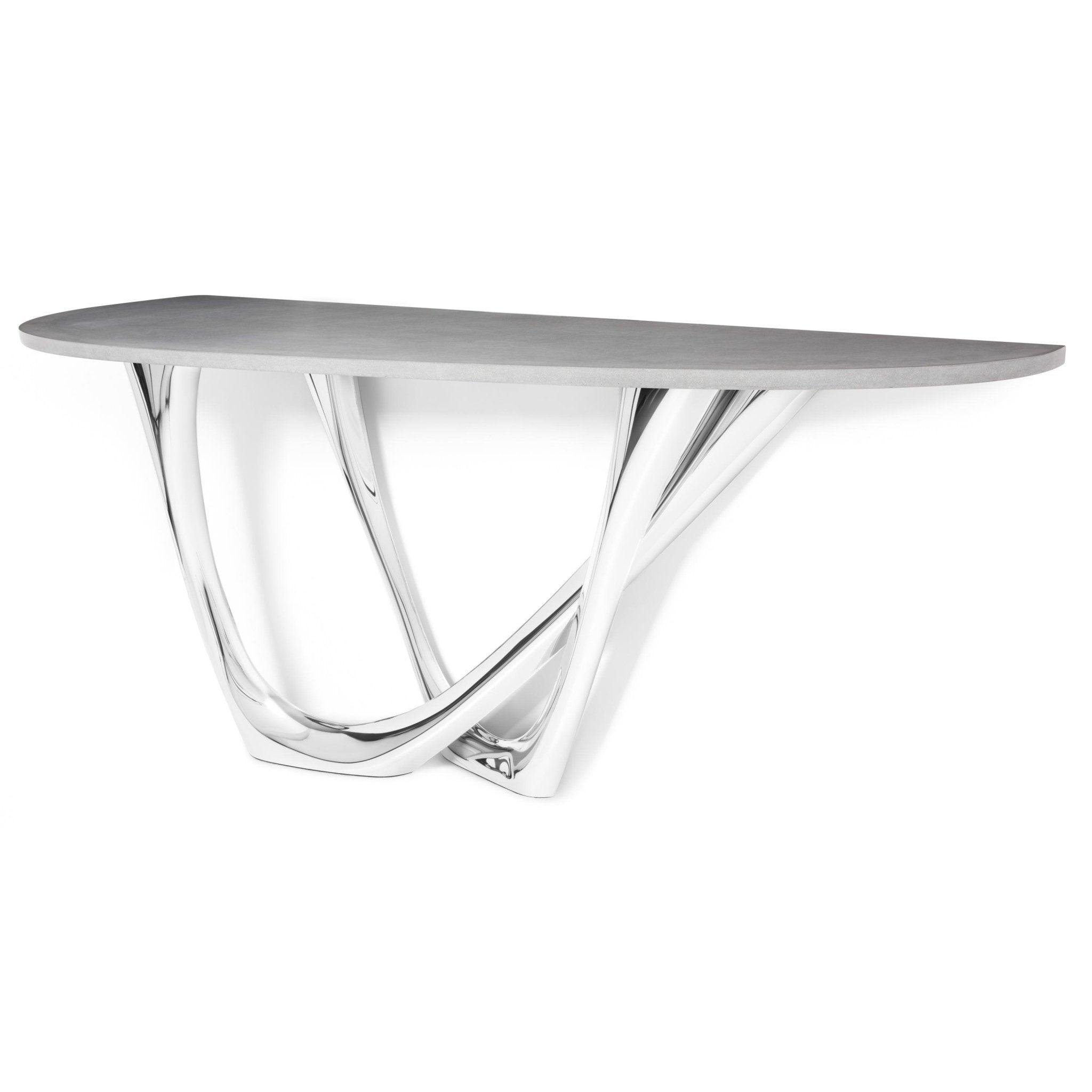 Konsola G-CONSOLE DUO polerowana stal z betonowym blatem – Zieta Studio