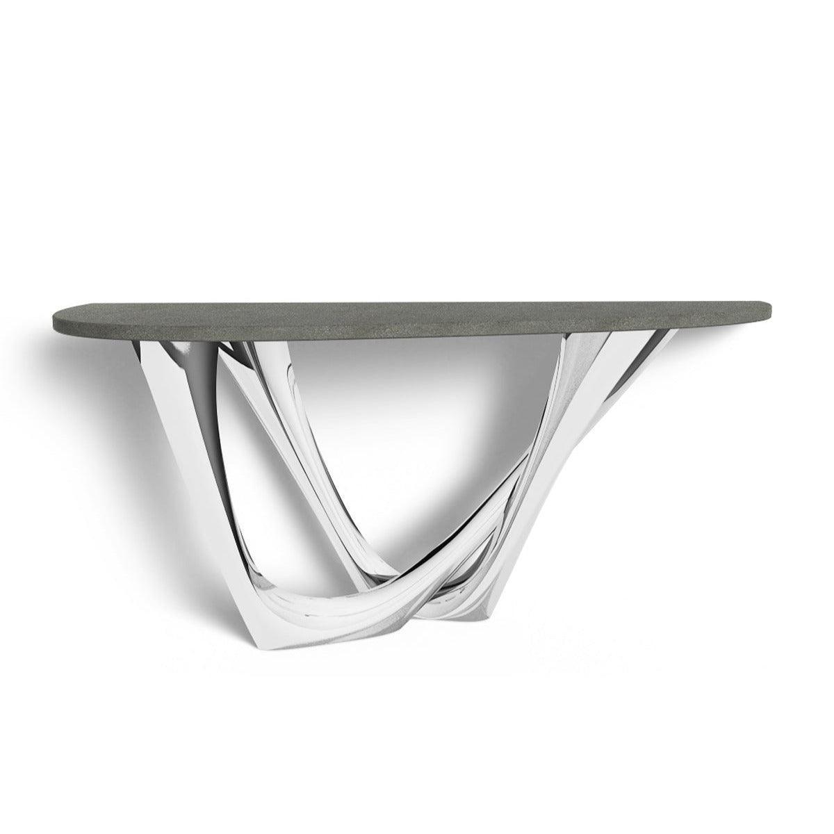 Konsola G-CONSOLE DUO polerowana stal z betonowym blatem – Zieta Studio