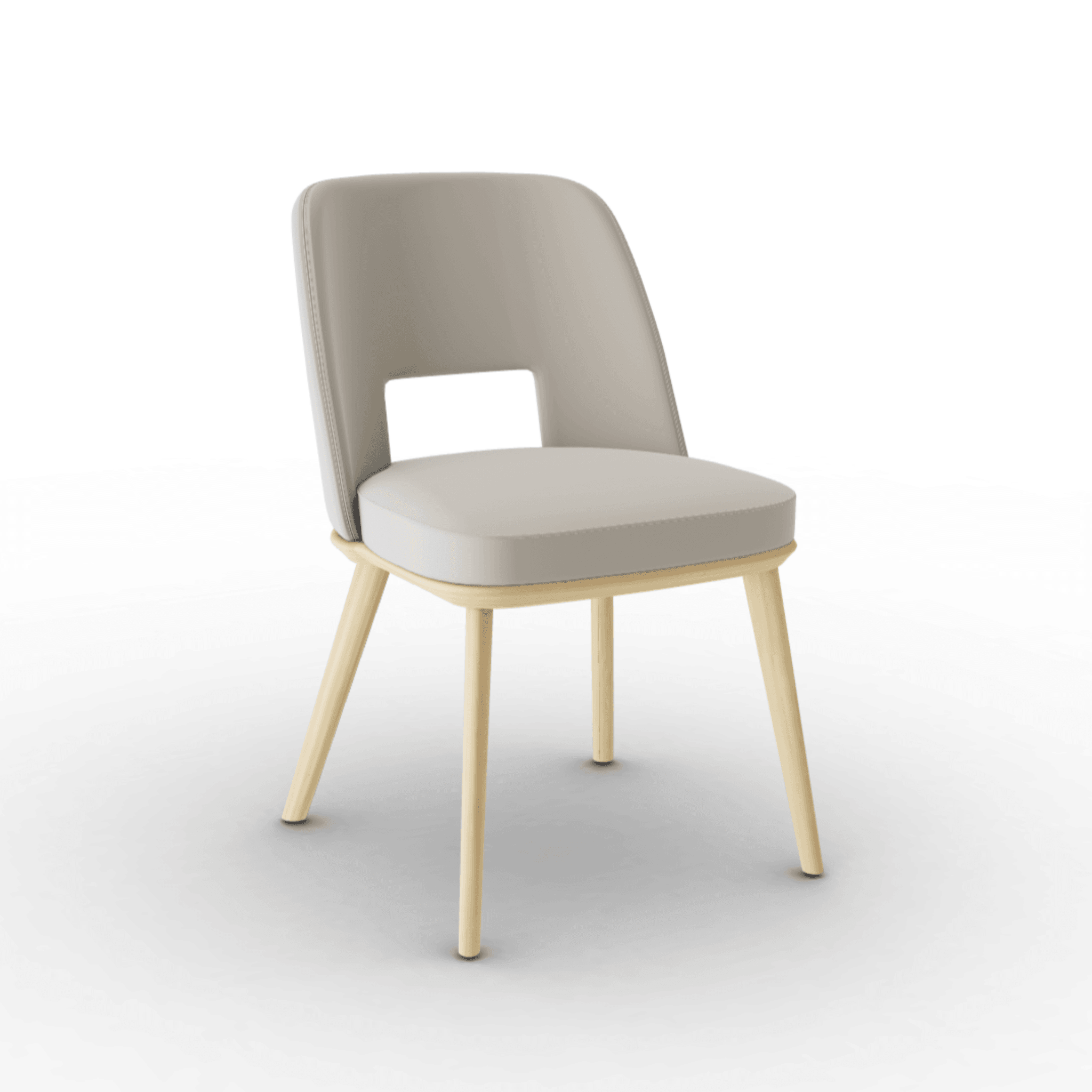 Krzesło aksamitne FOYER kremowy z drewnianą podstawą Calligaris naturalny dąb Eye on Design