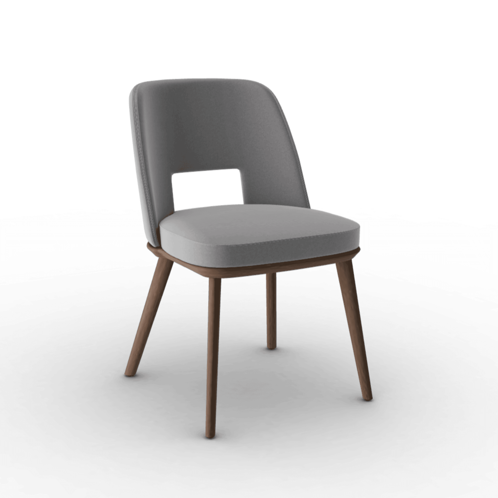 Krzesło aksamitne FOYER szary z drewnianą podstawą Calligaris ciemnobrązowa Eye on Design