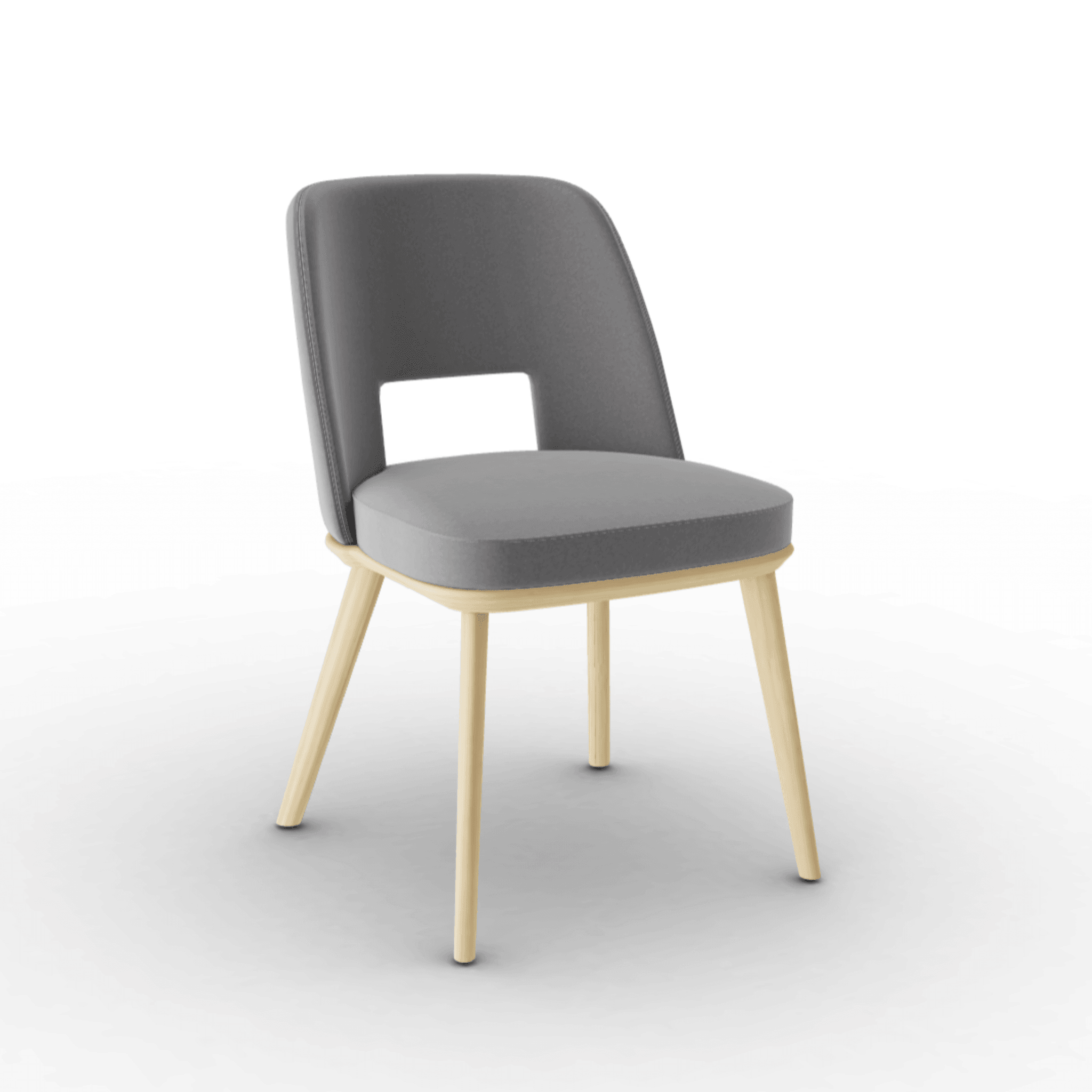 Krzesło aksamitne FOYER szary z drewnianą podstawą Calligaris naturalny dąb Eye on Design