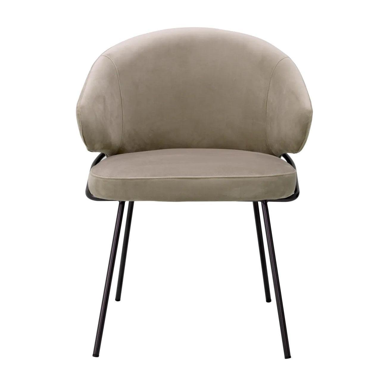 Krzesło aksamitne KINLEY szary z brązowym wykończeniem Eichholtz Eye on Design