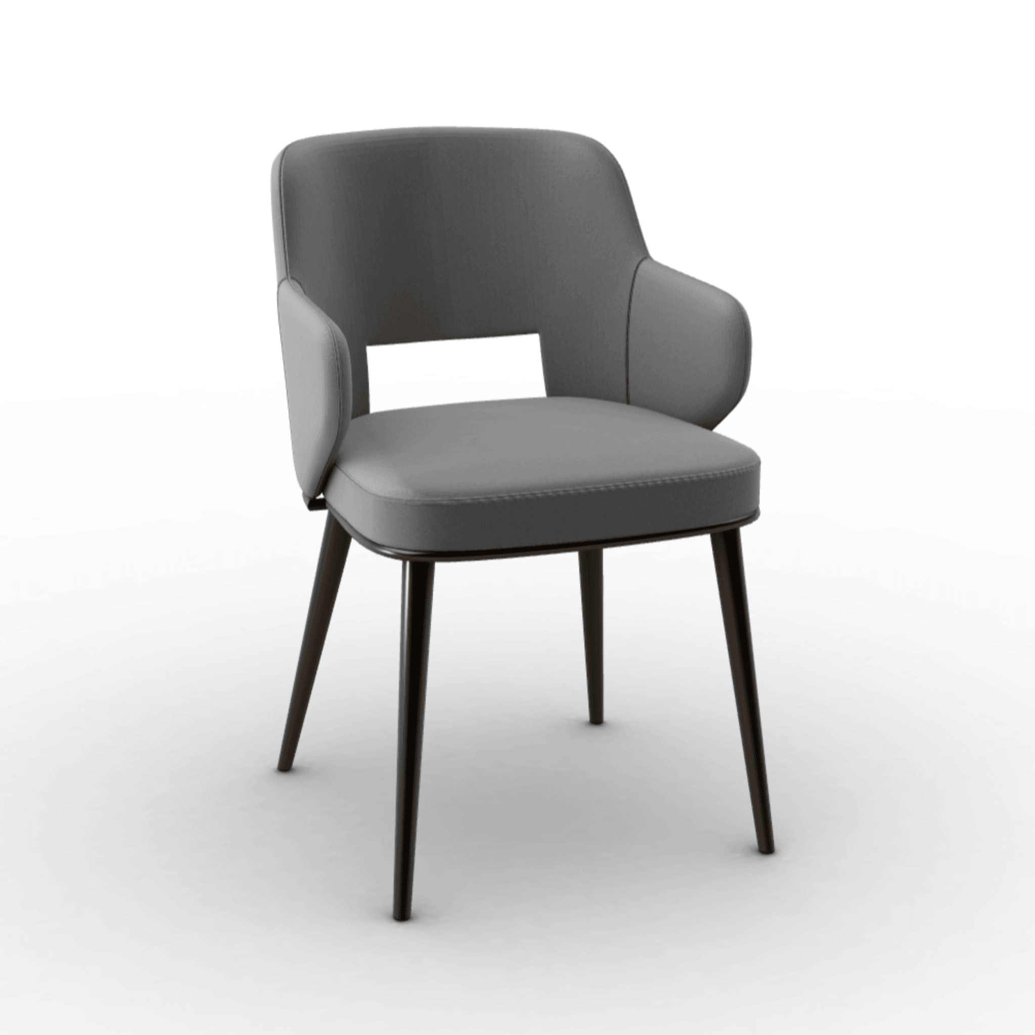 Krzesło aksamitne z podłokietnikami FOYER szary z metalową podstawą Calligaris matowy brąz Eye on Design