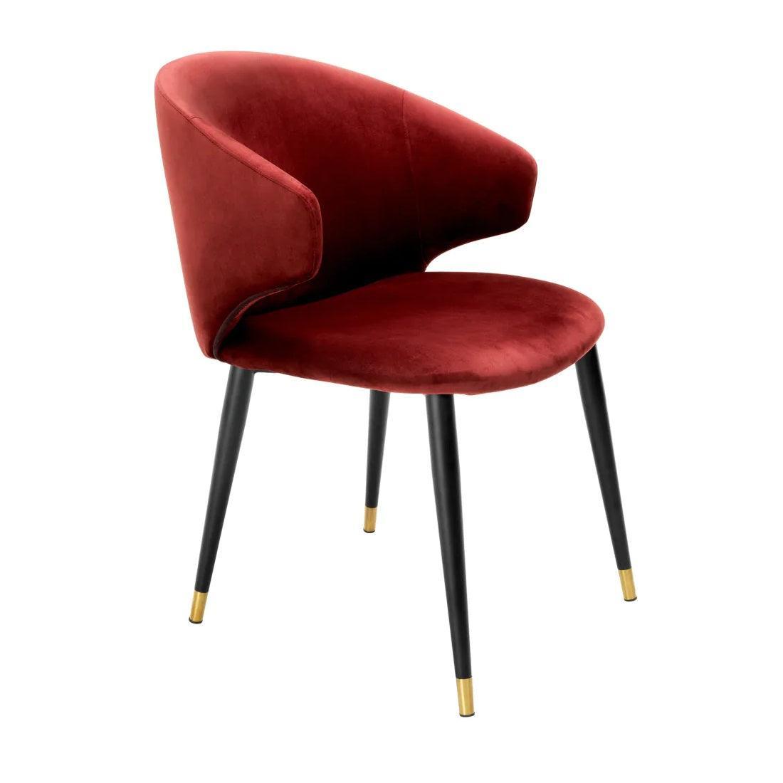 Krzesło aksamitne z podłokietnikami VOLANTE bordowy Eichholtz Eye on Design