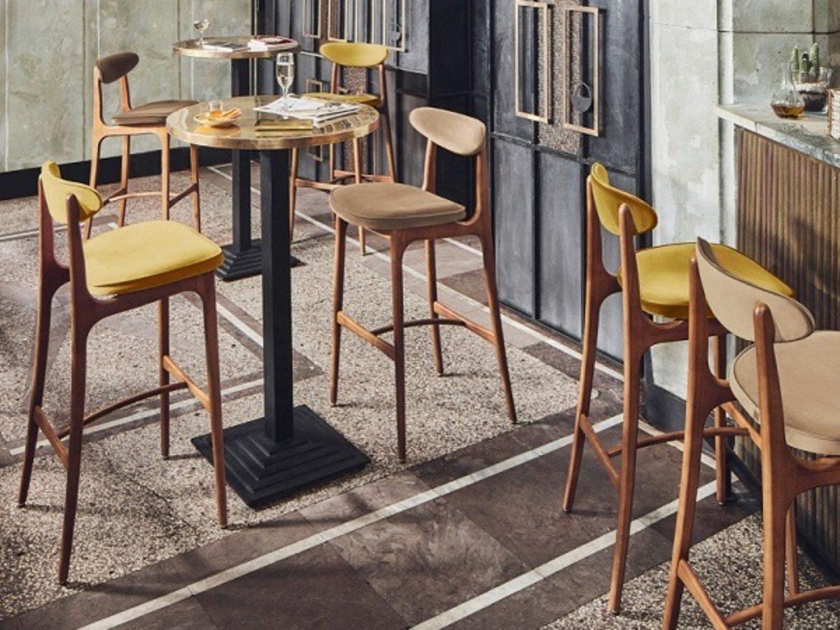 Krzesło barowe 200-190 żółty w tkaninie Shine Velvet Mustard 366 concept Eye on Design