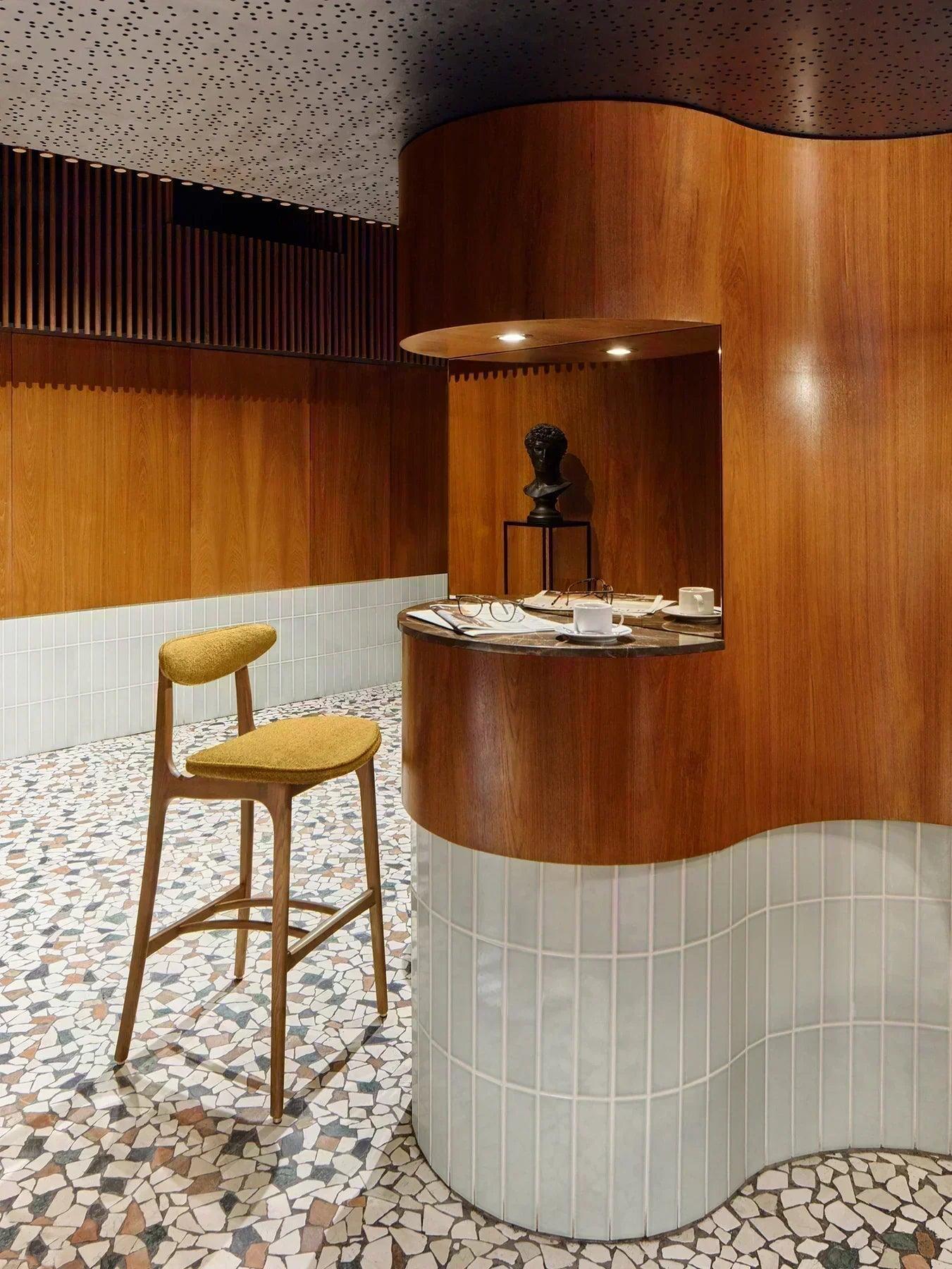 Krzesło barowe 200-190 żółty w tkaninie Wool Mustard 366 concept Eye on Design