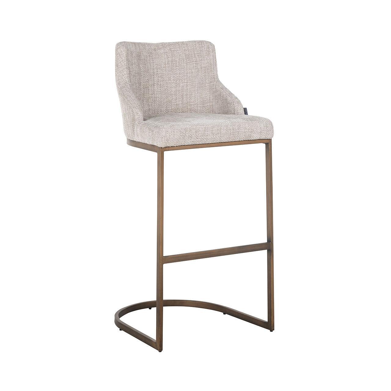 Krzesło barowe BOLTON jasnoszary z mosiężną podstawą Richmond Interiors Eye on Design