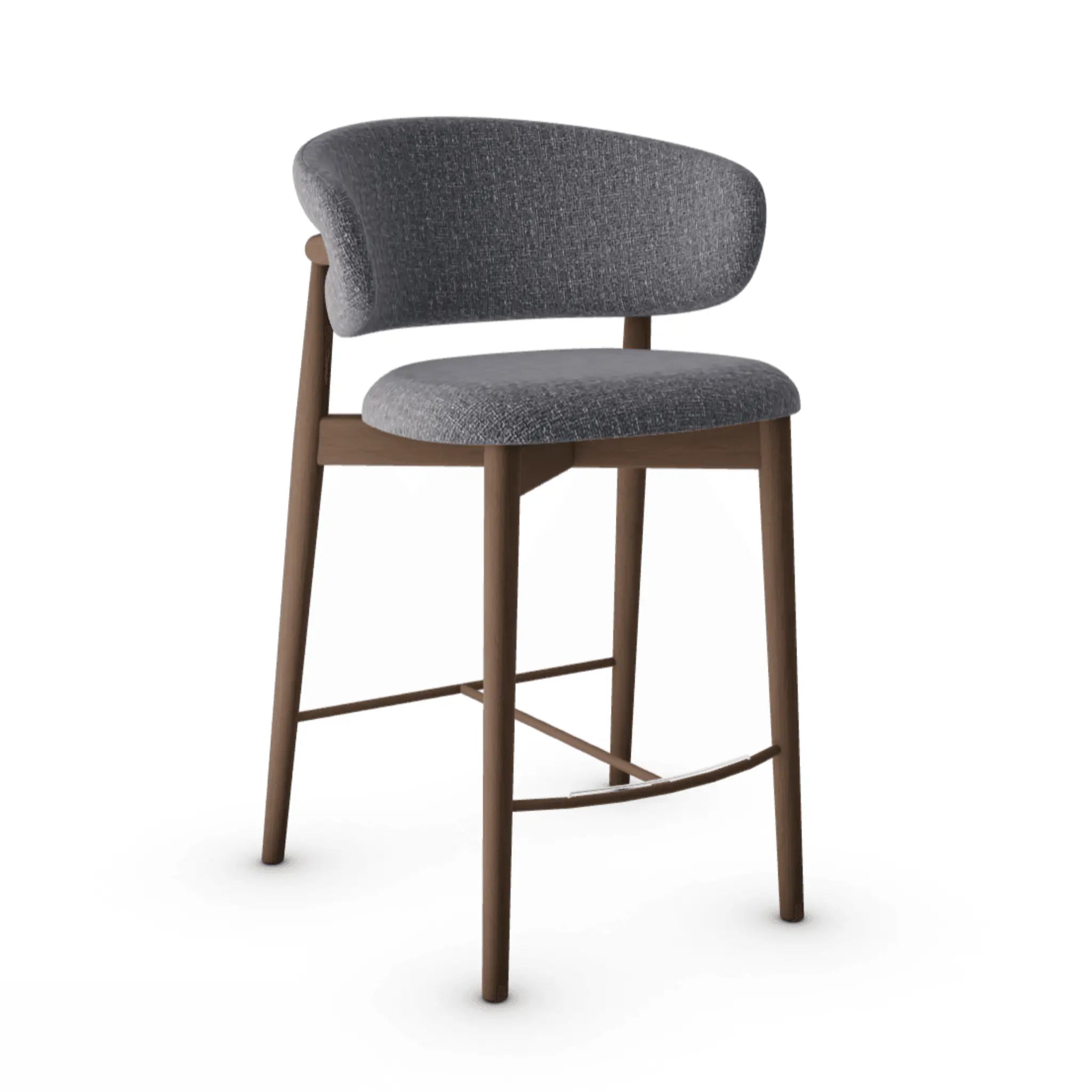 Krzesło barowe OLEANDRO boucle antracytowy z drewnianą podstawą – Calligaris