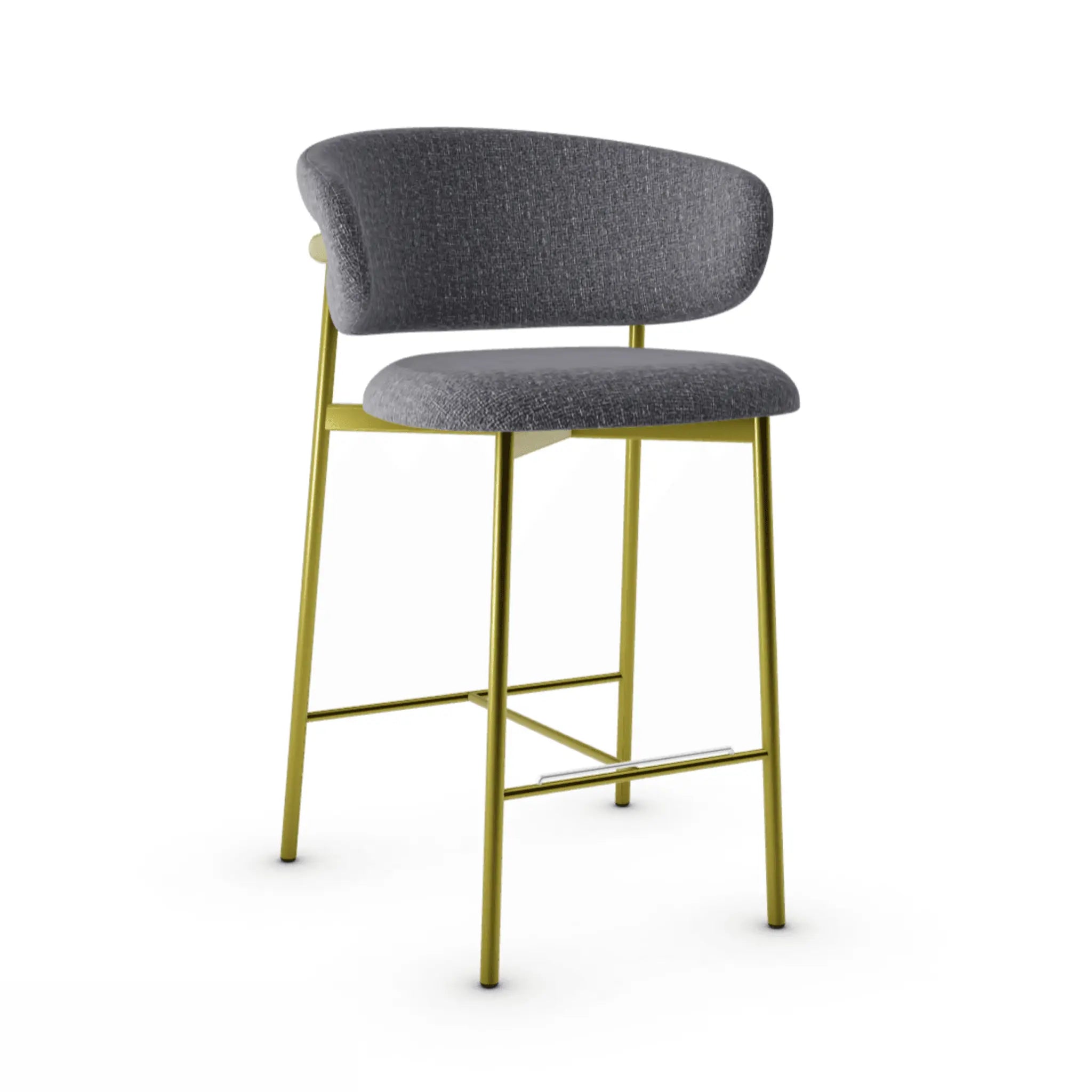 Krzesło barowe OLEANDRO boucle antracytowy z metalową podstawą Calligaris metalowa matowy mosiądz Eye on Design