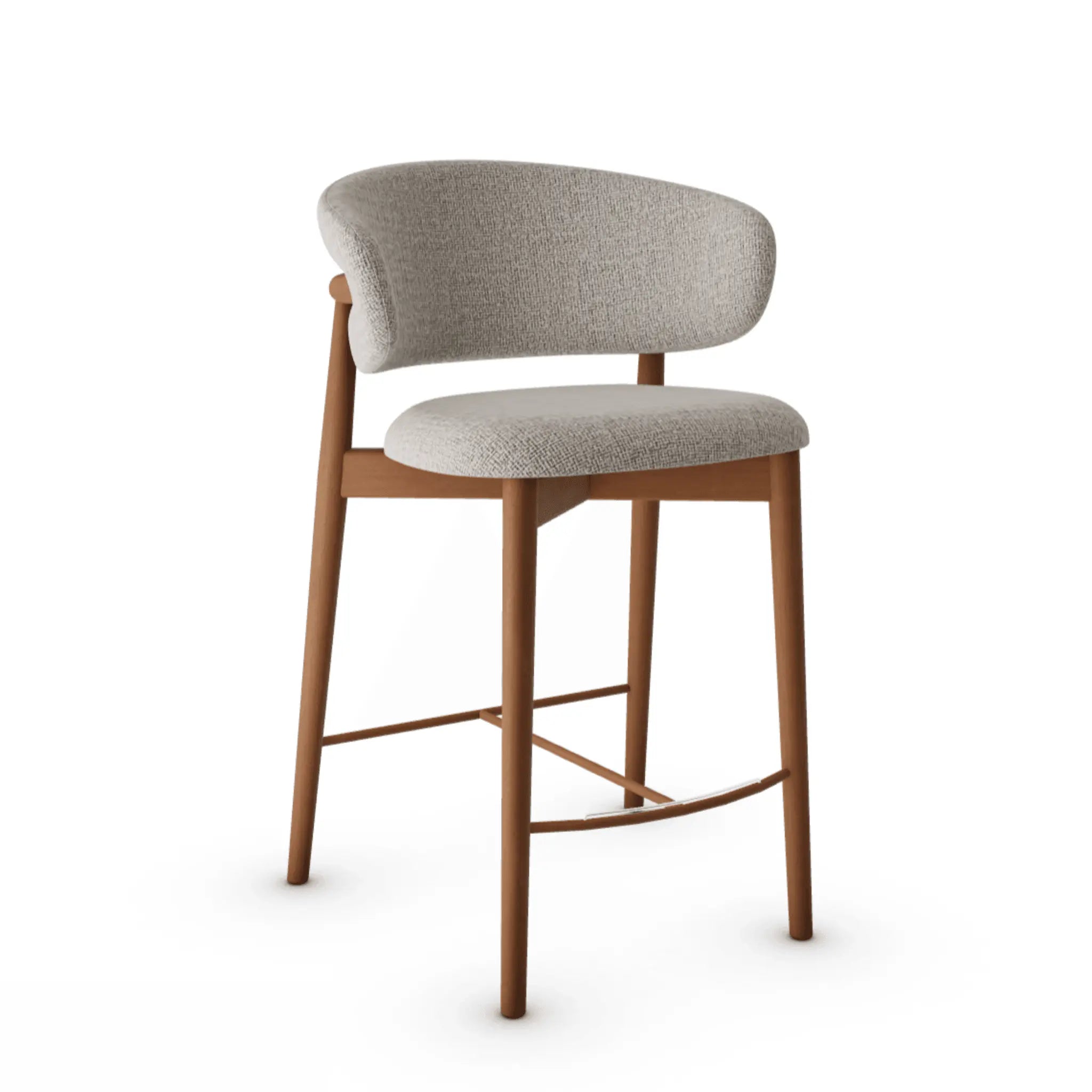 Krzesło barowe OLEANDRO boucle beżowy z drewnianą podstawą Calligaris drewniana orzech włoski Eye on Design