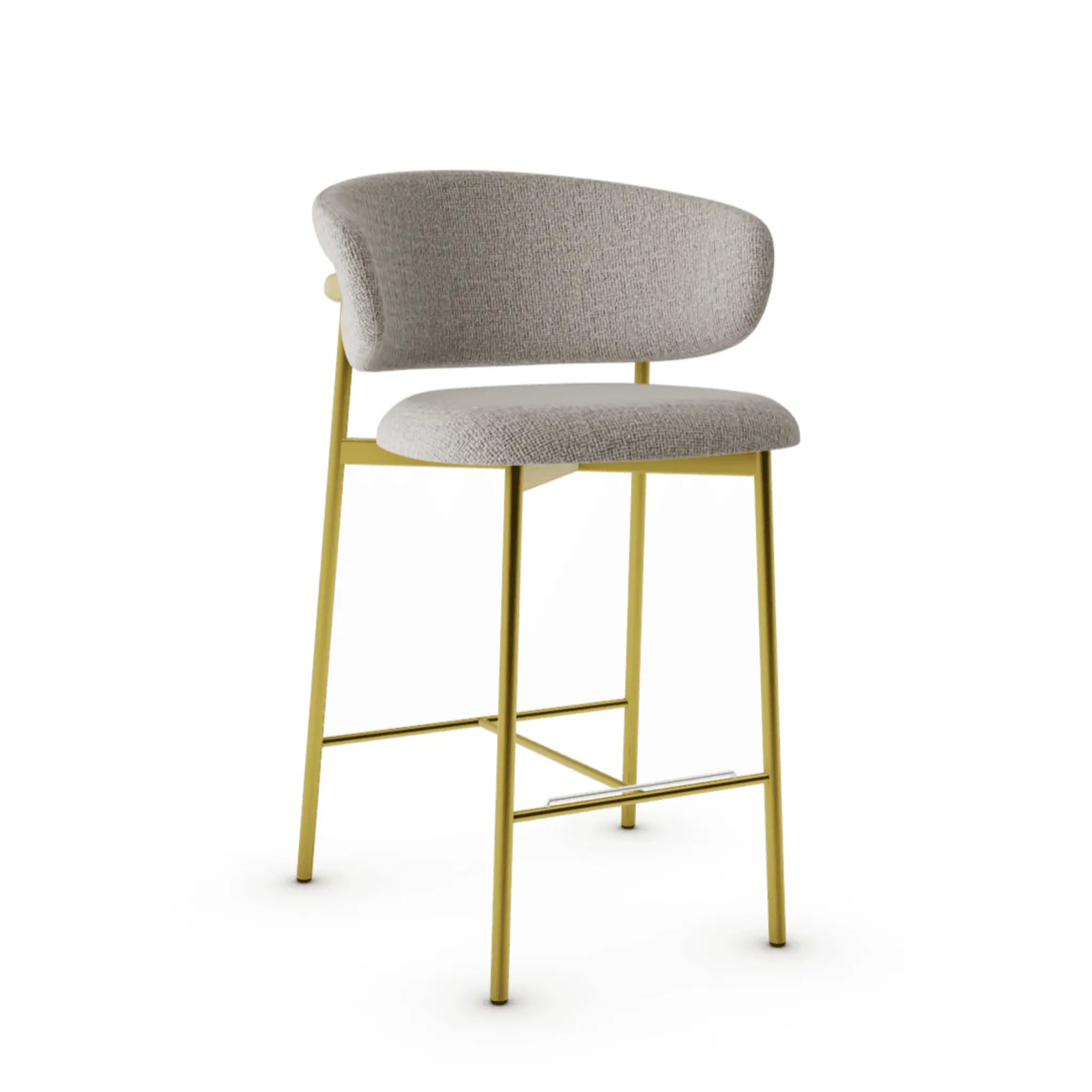 Krzesło barowe OLEANDRO boucle beżowy z metalową podstawą Calligaris metalowa polerowany mosiądz Eye on Design