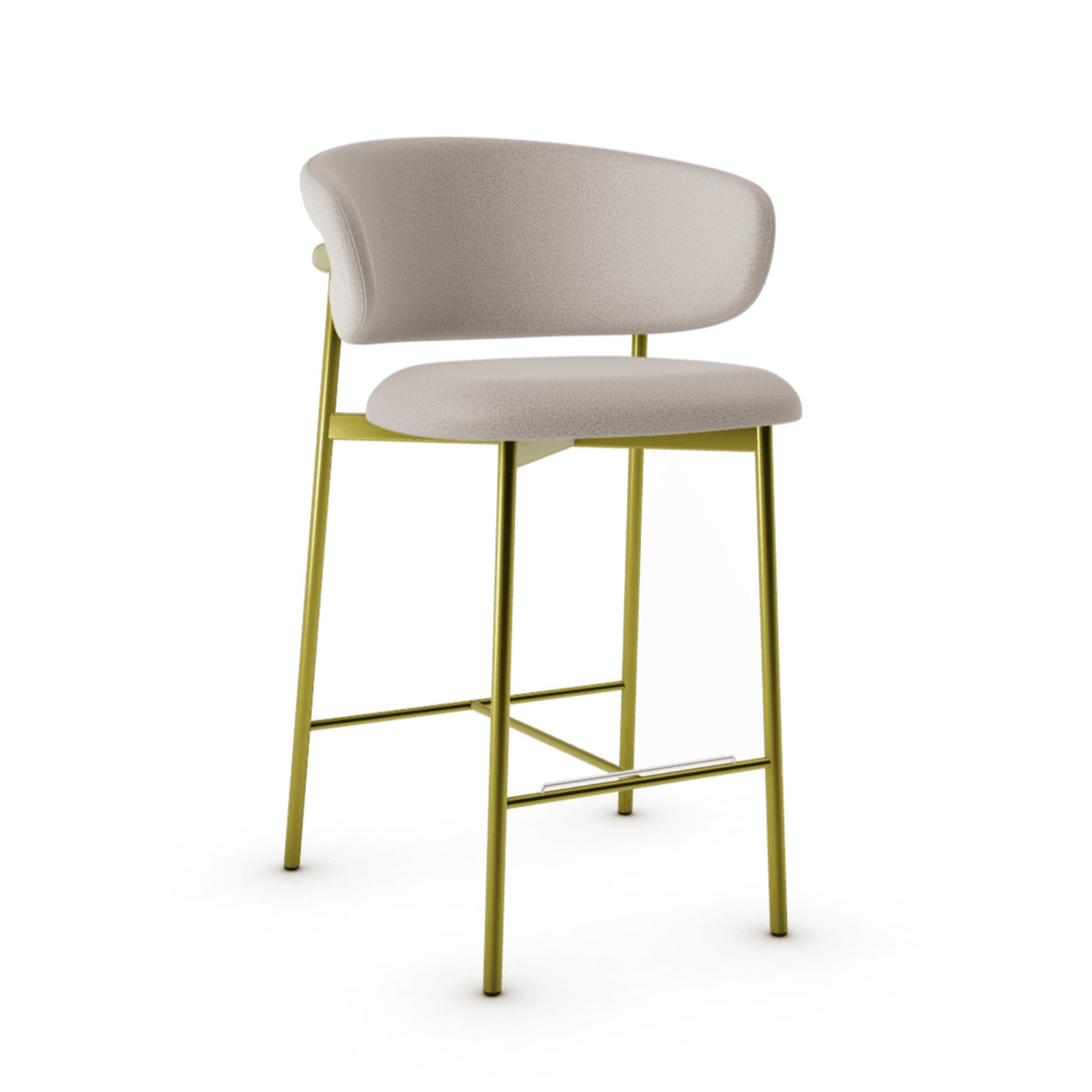 Krzesło barowe OLEANDRO boucle jasnobrązowy z metalową podstawą Calligaris metalowa matowy mosiądz Eye on Design