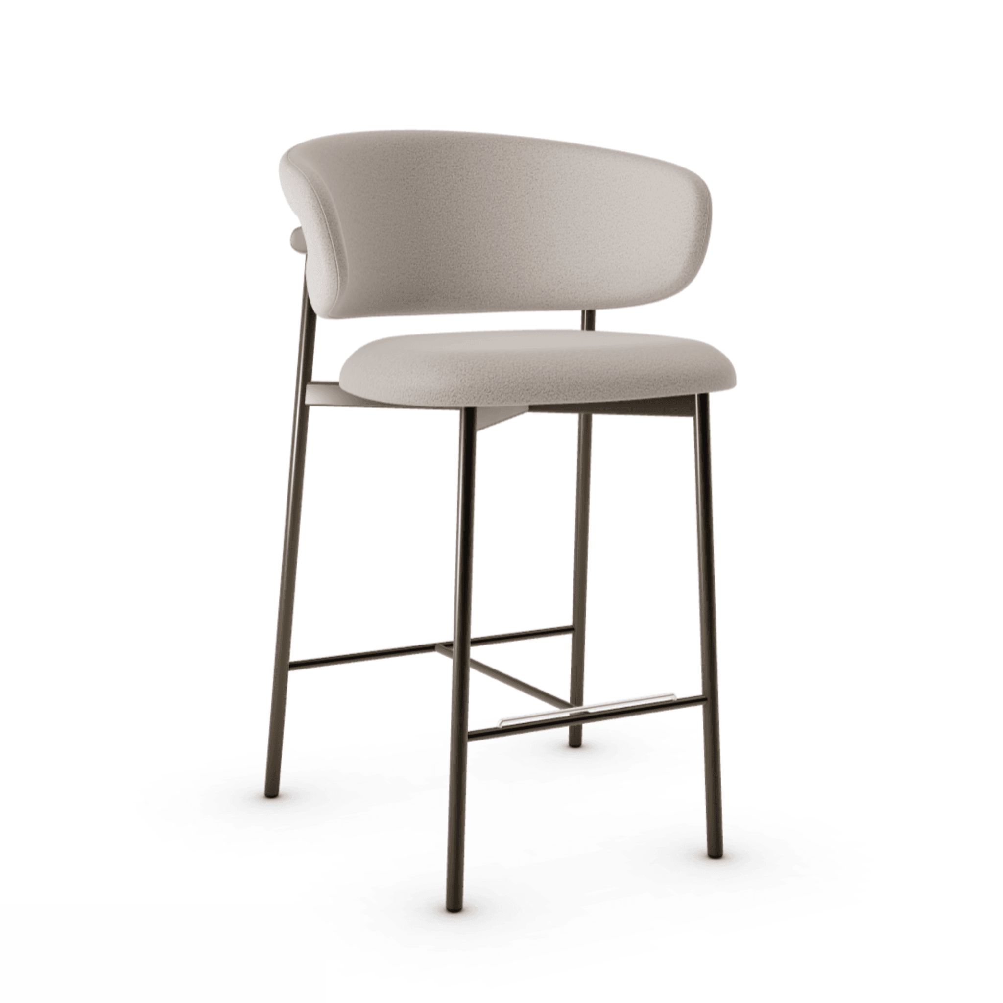 Krzesło barowe OLEANDRO boucle jasnobrązowy z metalową podstawą Calligaris metalowa matowy brąz Eye on Design