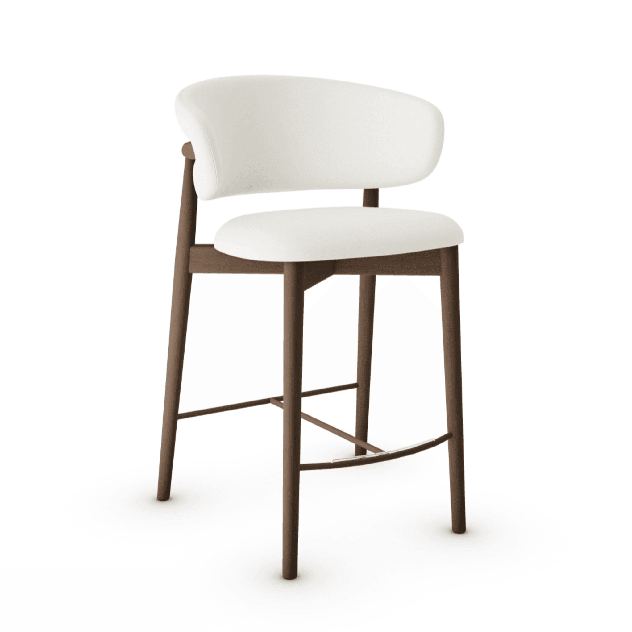 Krzesło barowe OLEANDRO boucle kremowy z drewnianą podstawą Calligaris ciemnobrązowa Eye on Design