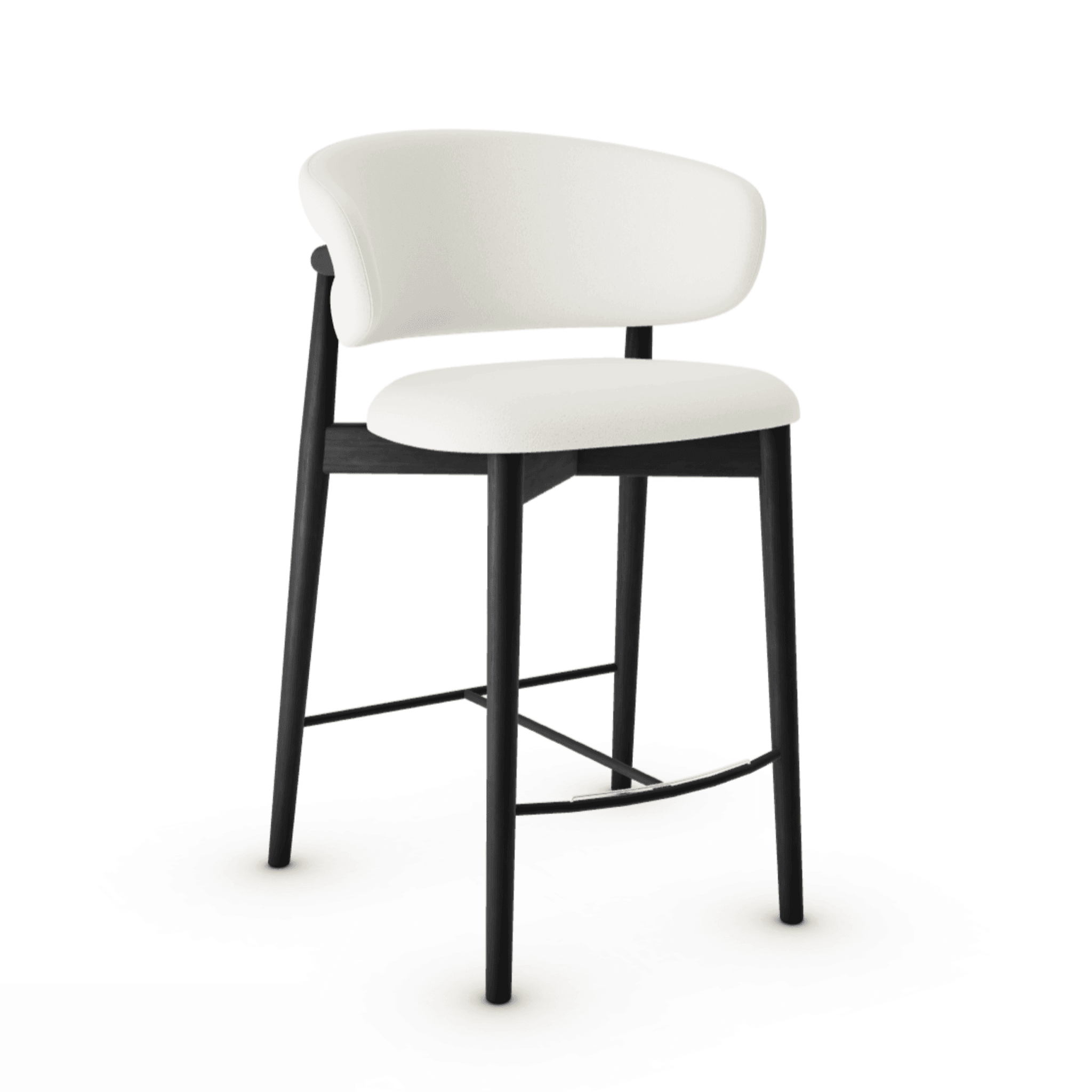 Krzesło barowe OLEANDRO boucle kremowy z drewnianą podstawą Calligaris matowa czerń Eye on Design