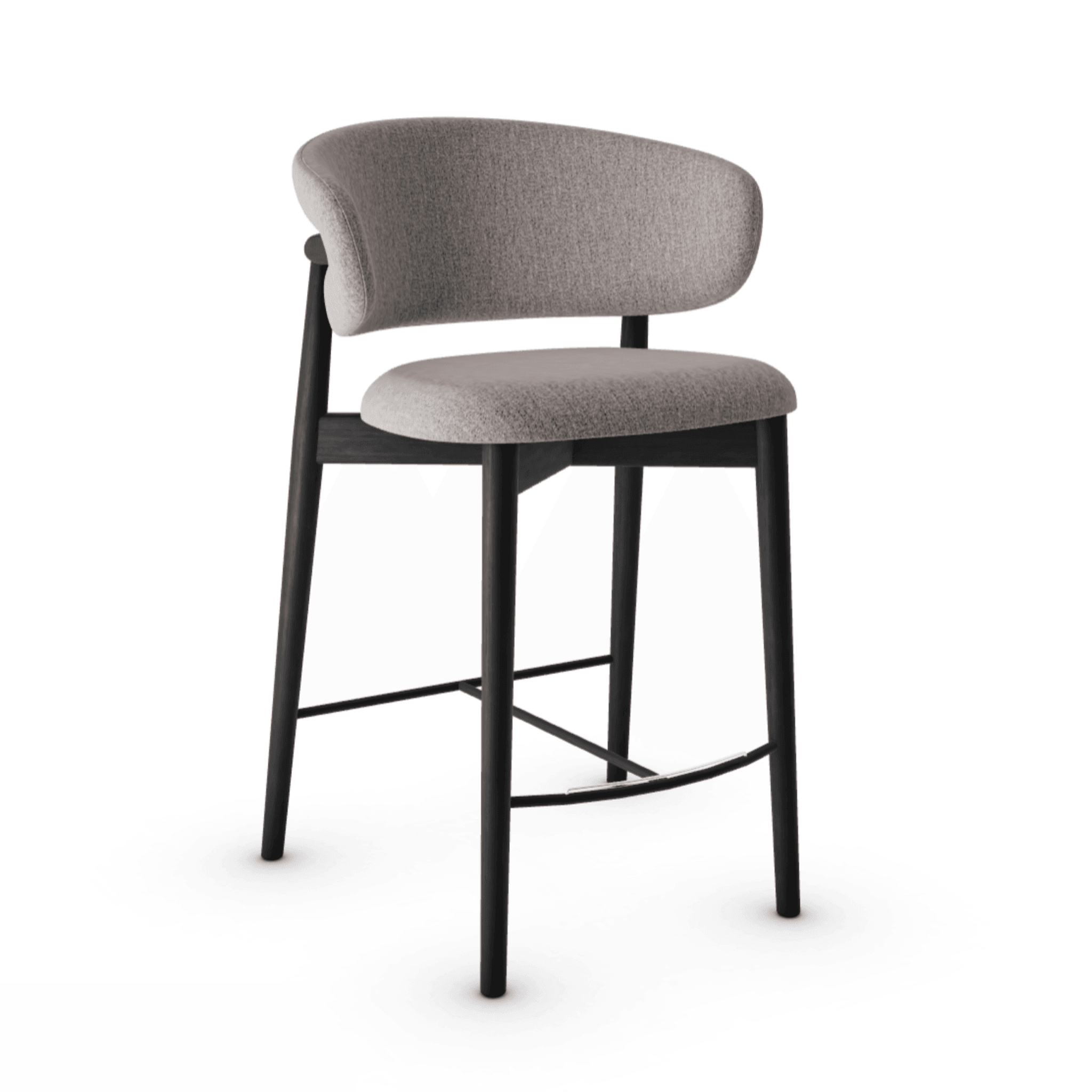 Krzesło barowe OLEANDRO boucle taupe z drewnianą podstawą Calligaris drewniana matowa czerń Eye on Design