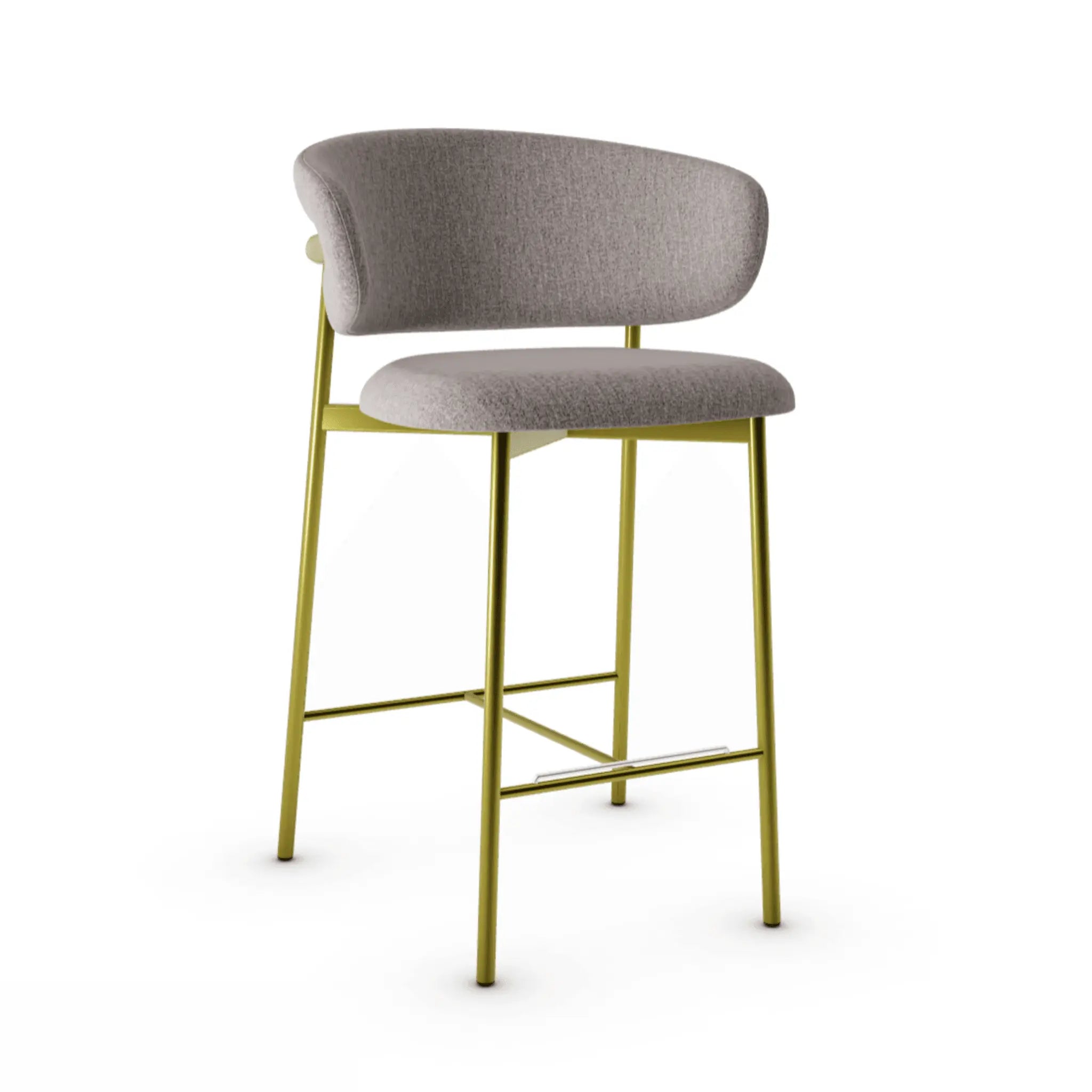 Krzesło barowe OLEANDRO boucle taupe z metalową podstawą Calligaris metalowa matowy mosiądz Eye on Design