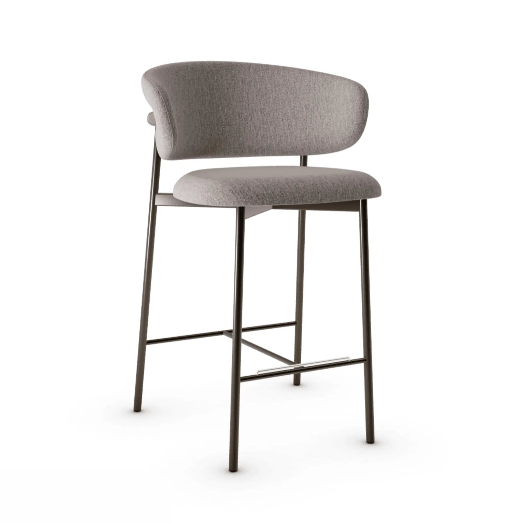 Krzesło barowe OLEANDRO boucle taupe z metalową podstawą Calligaris metalowa matowy brąz Eye on Design