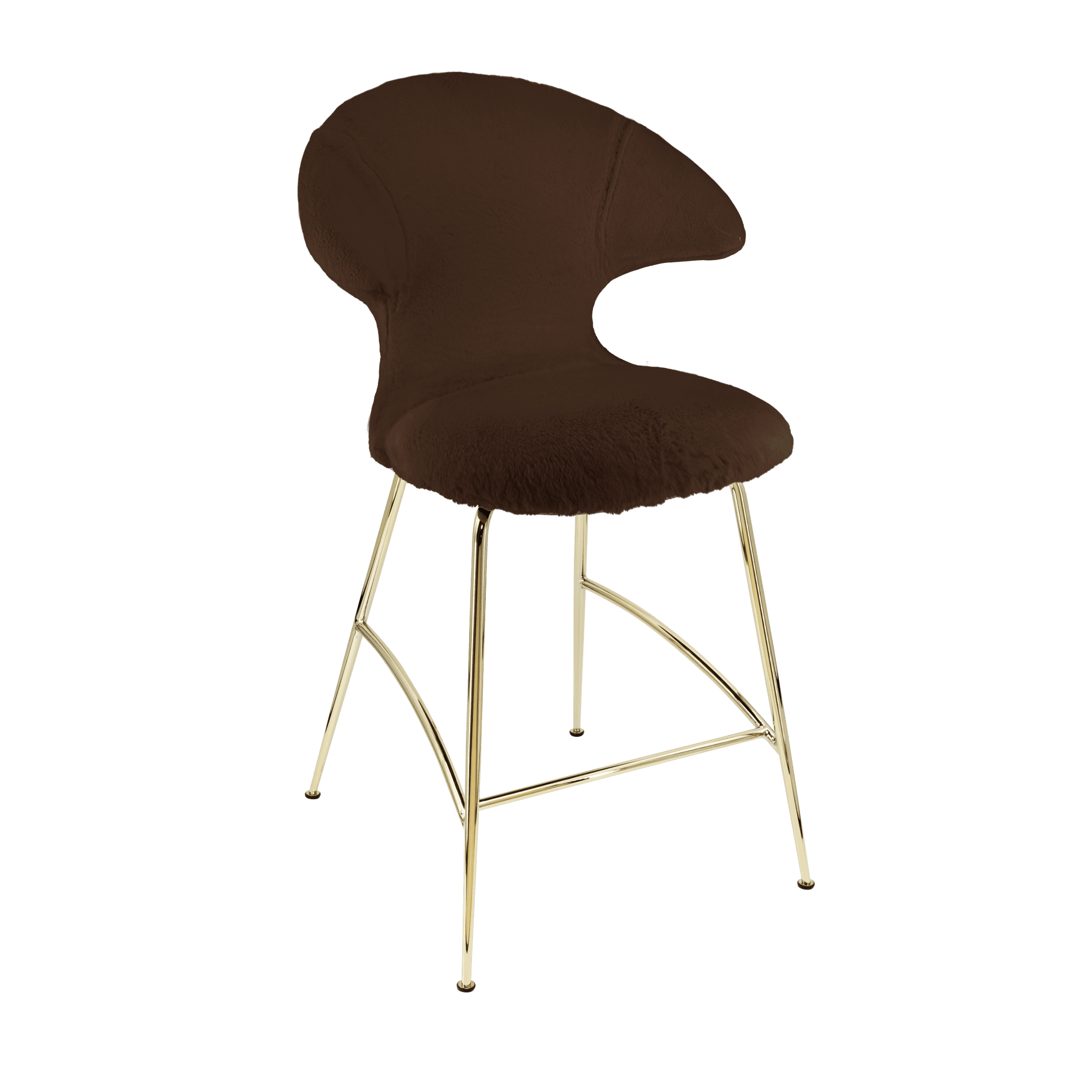 Krzesło barowe TIME FLIES brązowy plusz ze złotą podstawą UMAGE Eye on Design