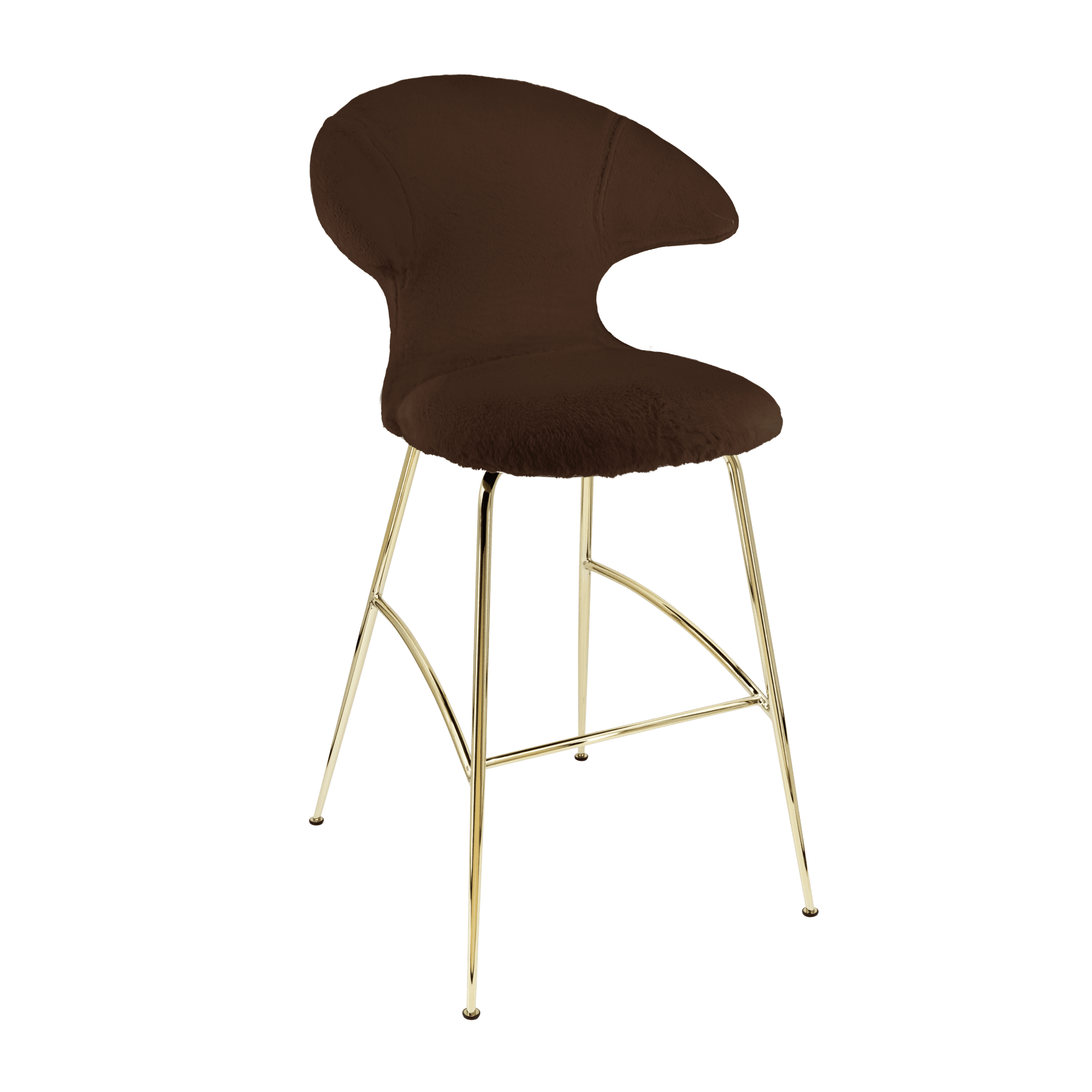 Krzesło barowe TIME FLIES brązowy plusz ze złotą podstawą UMAGE Eye on Design