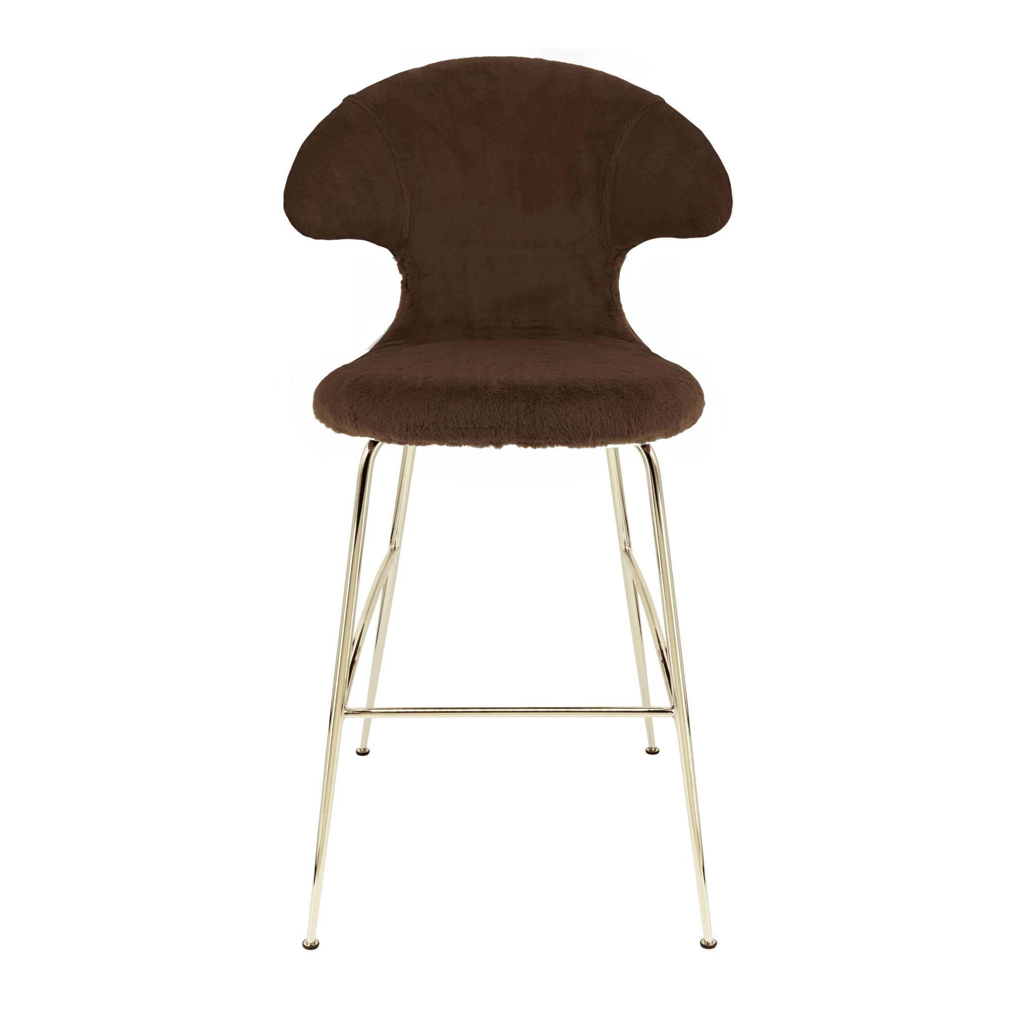 Krzesło barowe TIME FLIES brązowy plusz ze złotą podstawą UMAGE 112 cm Eye on Design
