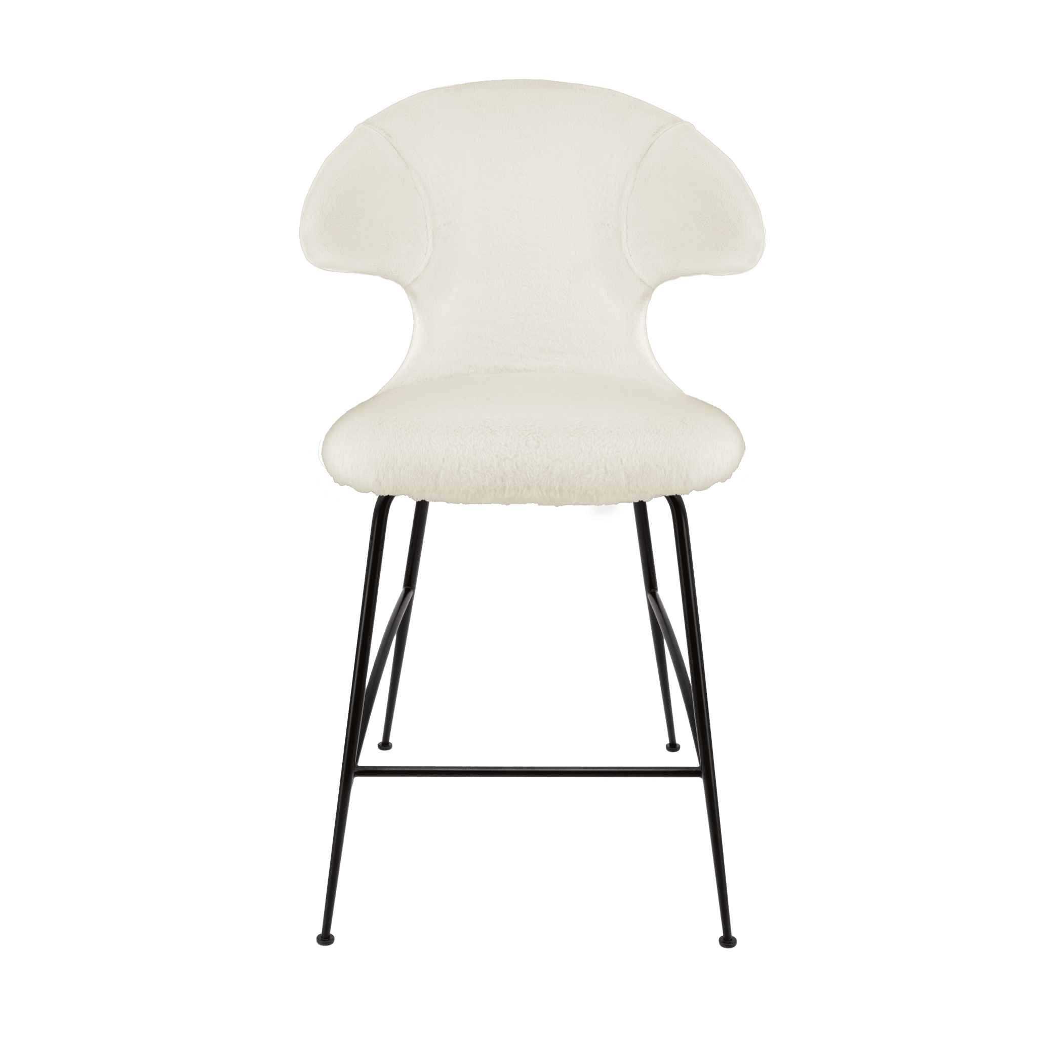 Krzesło barowe TIME FLIES kremowy plusz z czarną podstawą UMAGE 102 cm Eye on Design