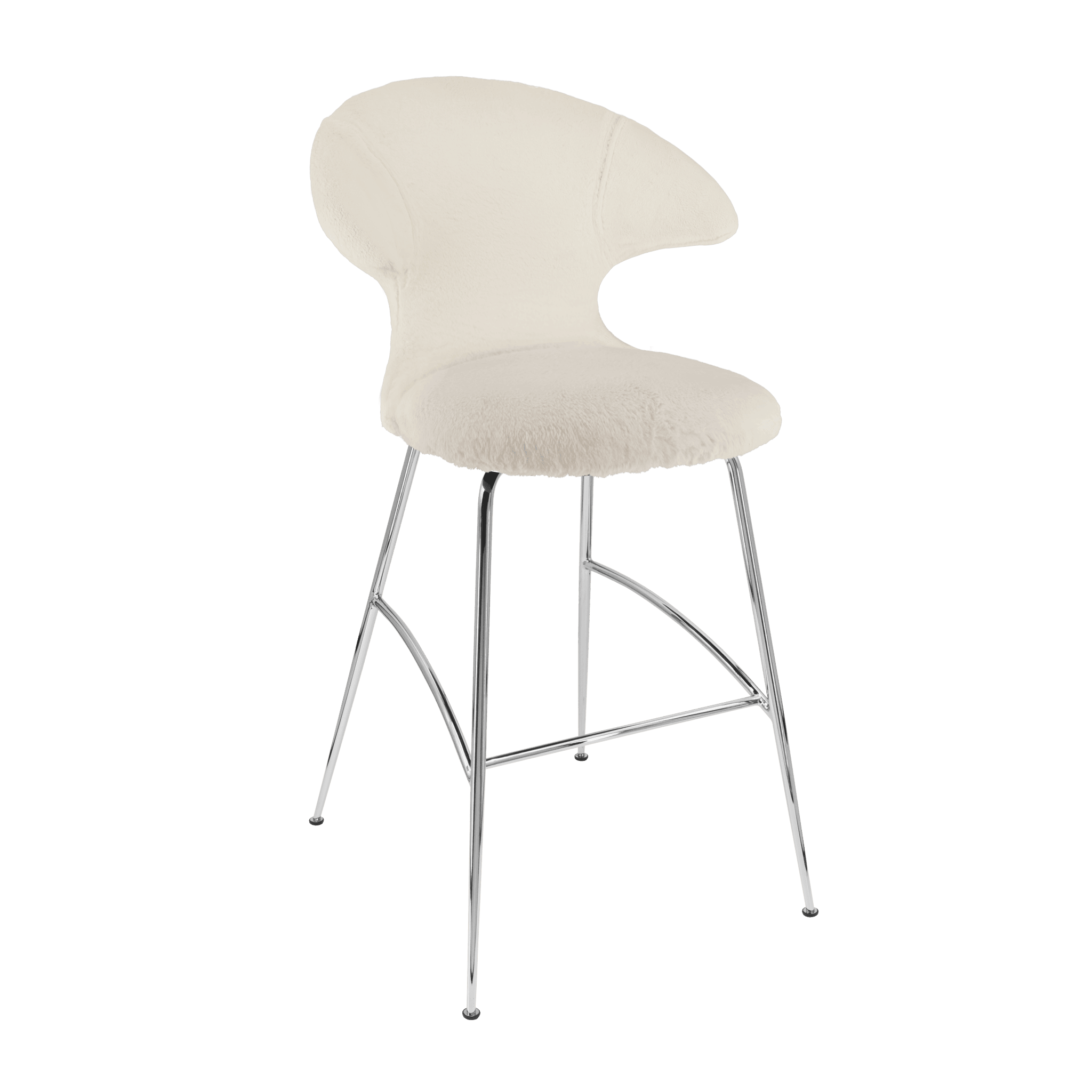 Krzesło barowe TIME FLIES kremowy plusz ze srebrną podstawą UMAGE Eye on Design