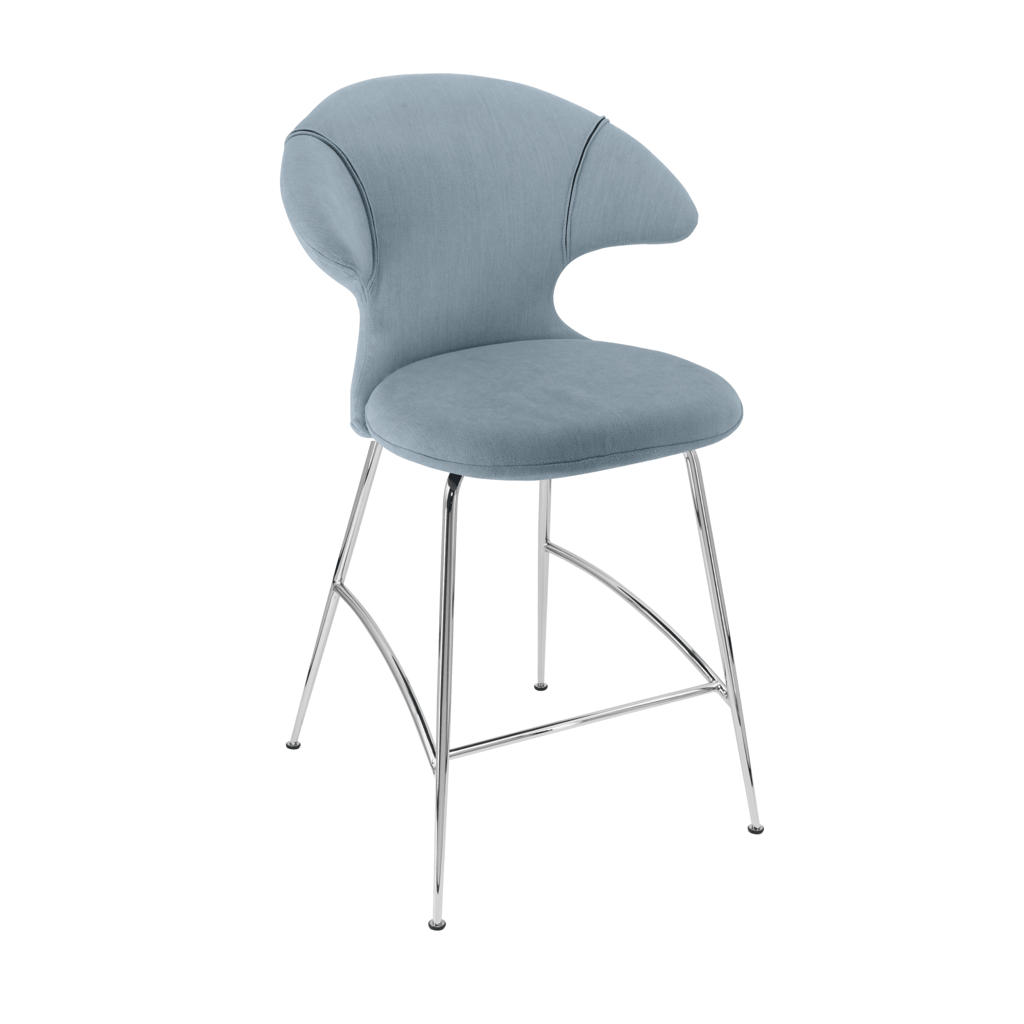 Krzesło barowe TIME FLIES niebieski ze srebrną podstawą UMAGE Eye on Design