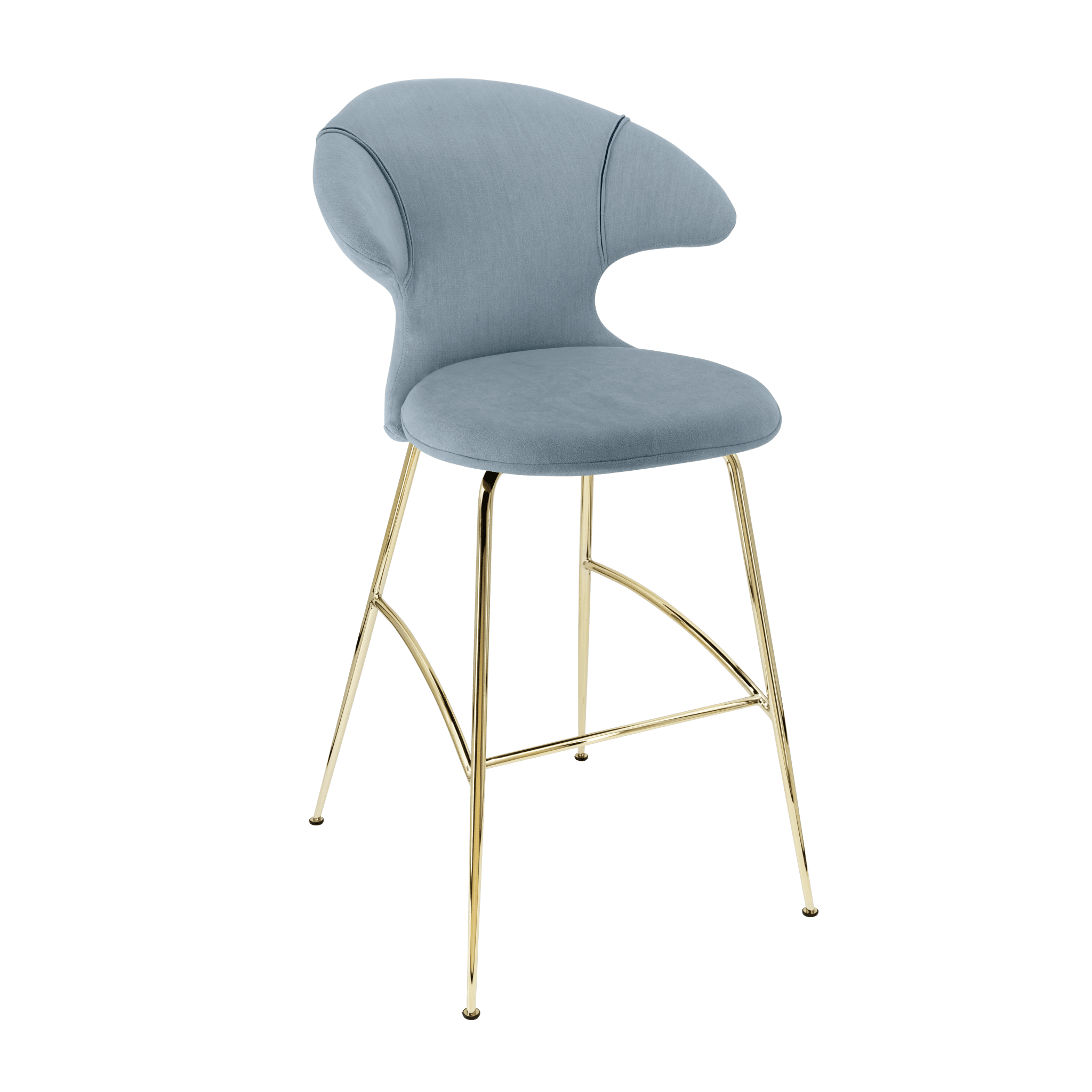 Krzesło barowe TIME FLIES niebieski ze złotą podstawą UMAGE Eye on Design