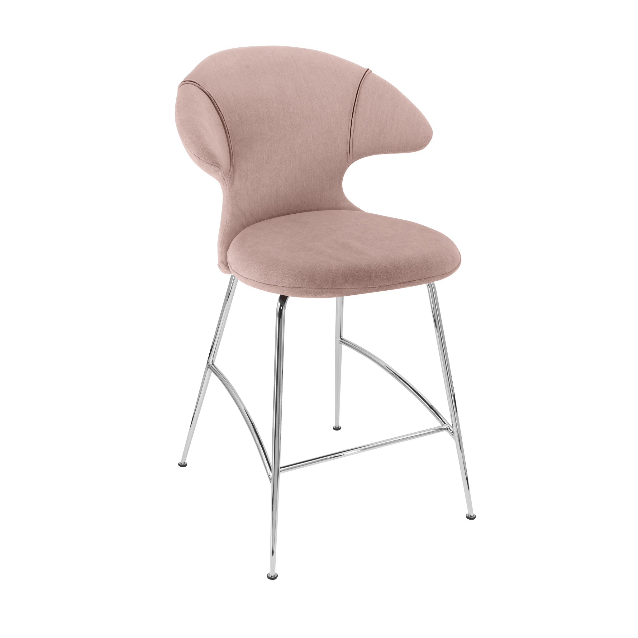 Krzesło barowe TIME FLIES pudrowy róż ze srebrną podstawą UMAGE Eye on Design