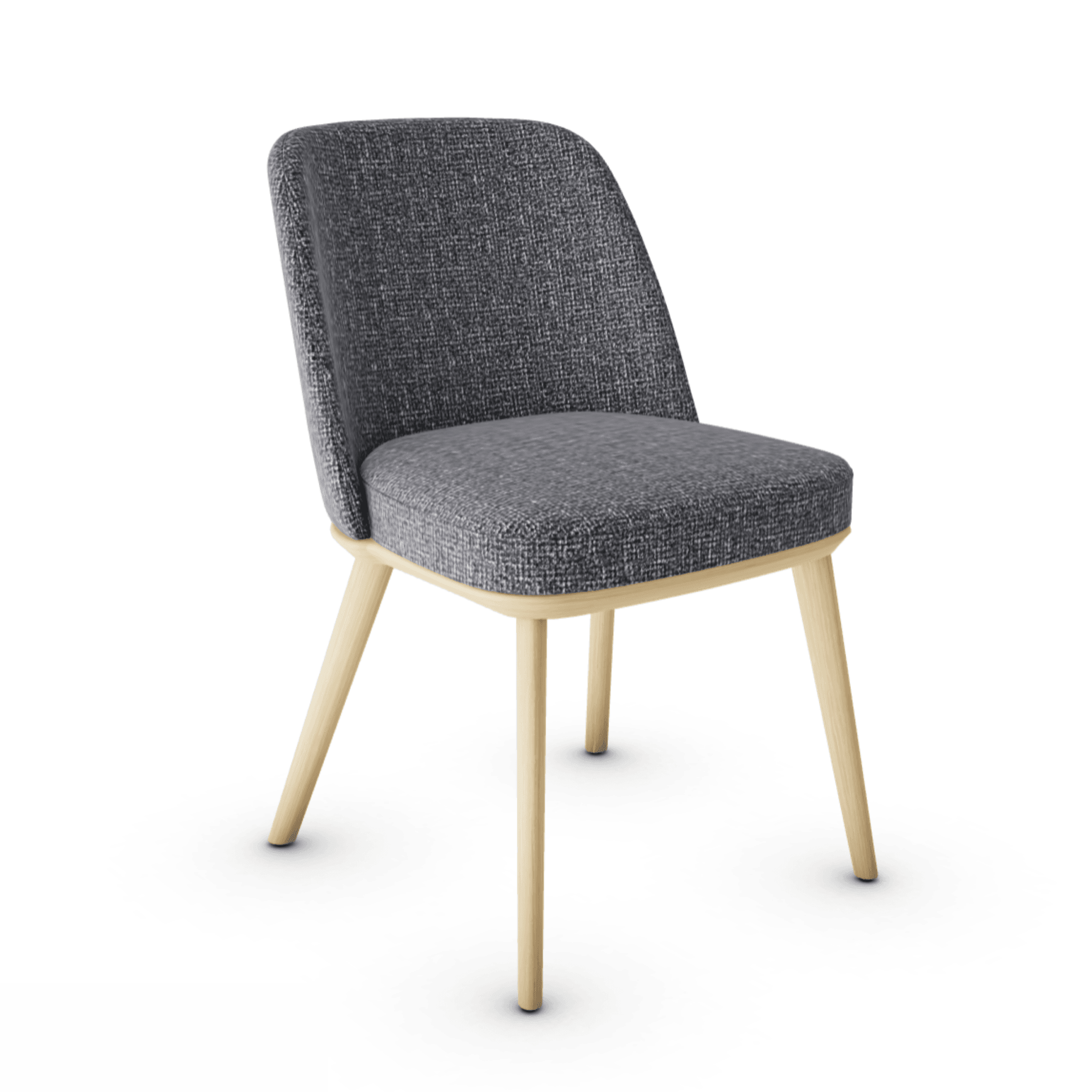 Krzesło FOYER boucle antracyt z drewnianą podstawą – tkanina bouclé, Calligaris