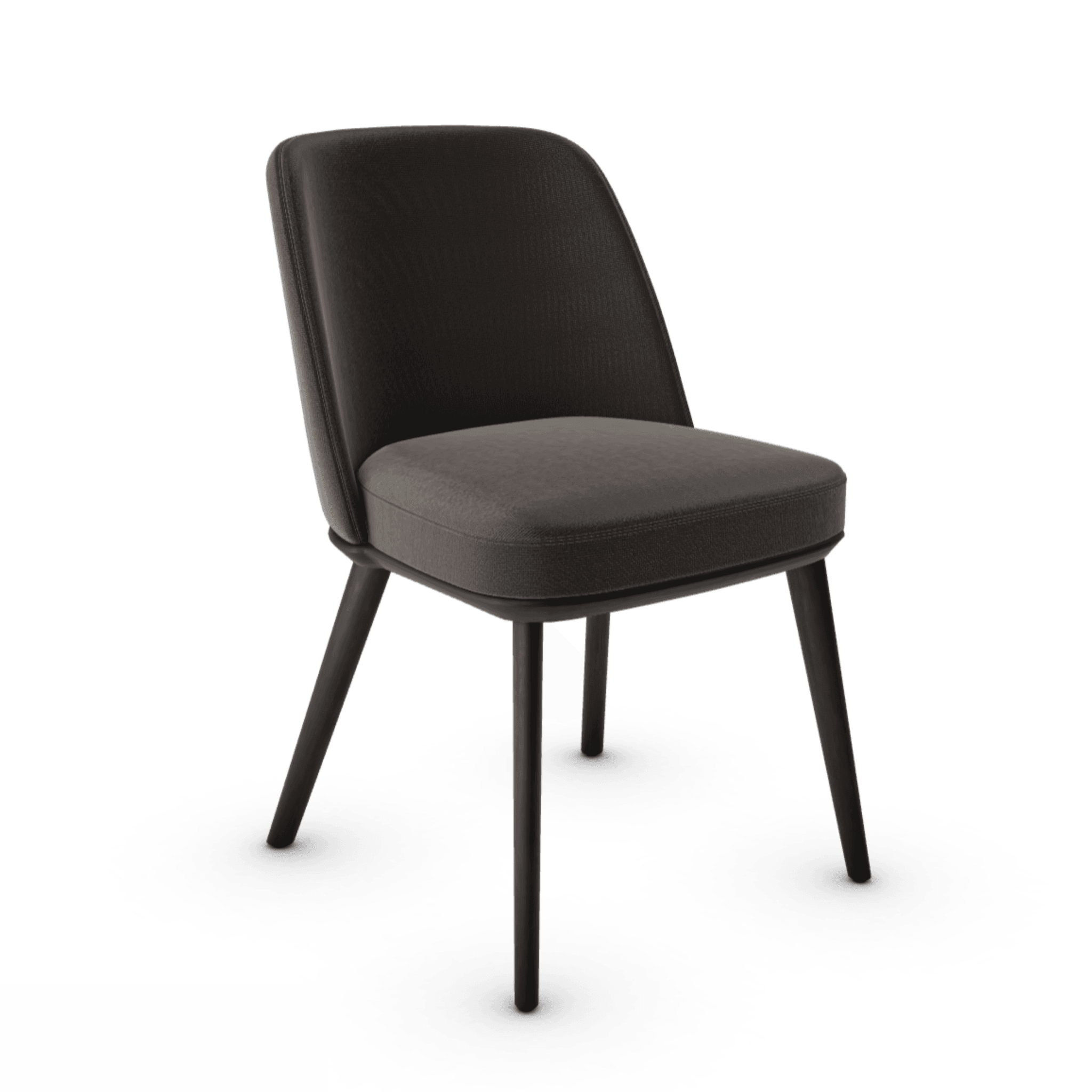 Krzesło FOYER ciemnobrązowy z drewnianą podstawą Calligaris drewniana matowa czerń Eye on Design