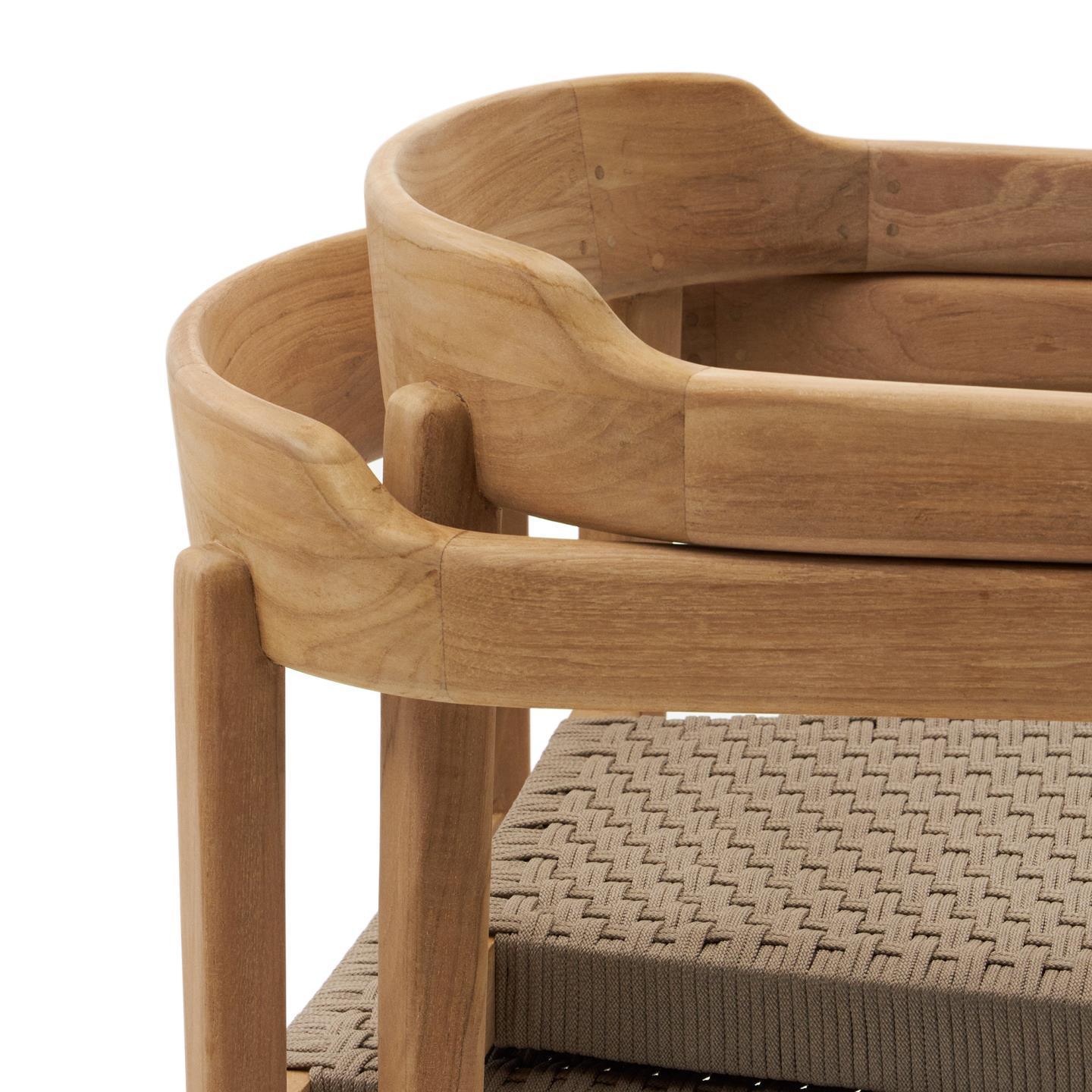 Krzesło ICARO lite drewno tekowe z beżowym wykończeniem La Forma Eye on Design