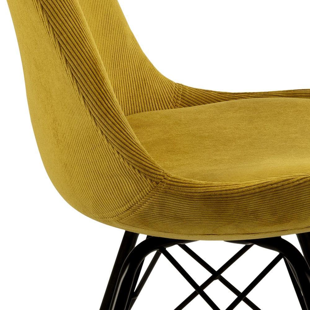 Krzesło NILS żółty sztruksowy z czarną podstawą Home Essentials Eye on Design
