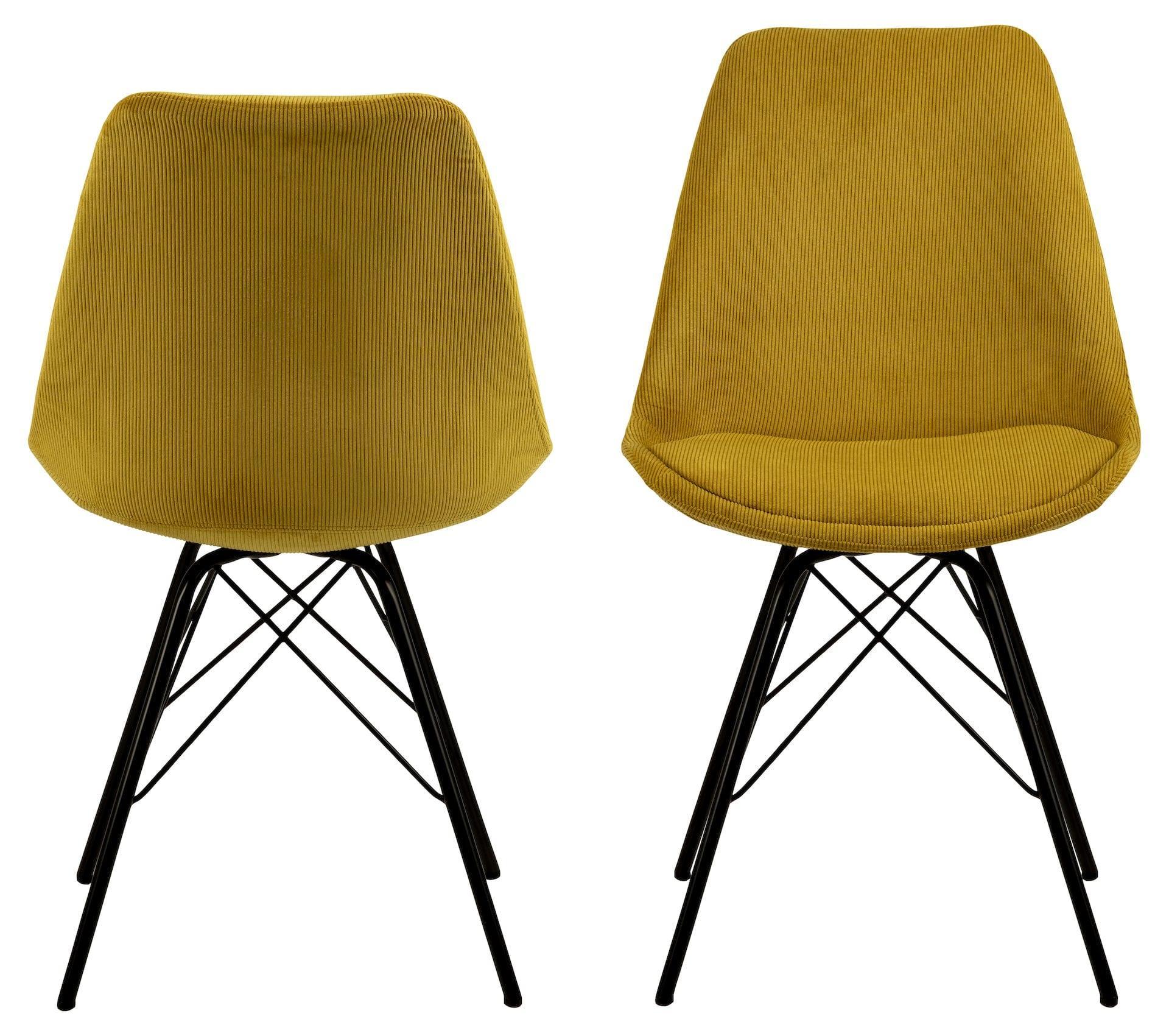 Krzesło NILS żółty sztruksowy z czarną podstawą Home Essentials Eye on Design