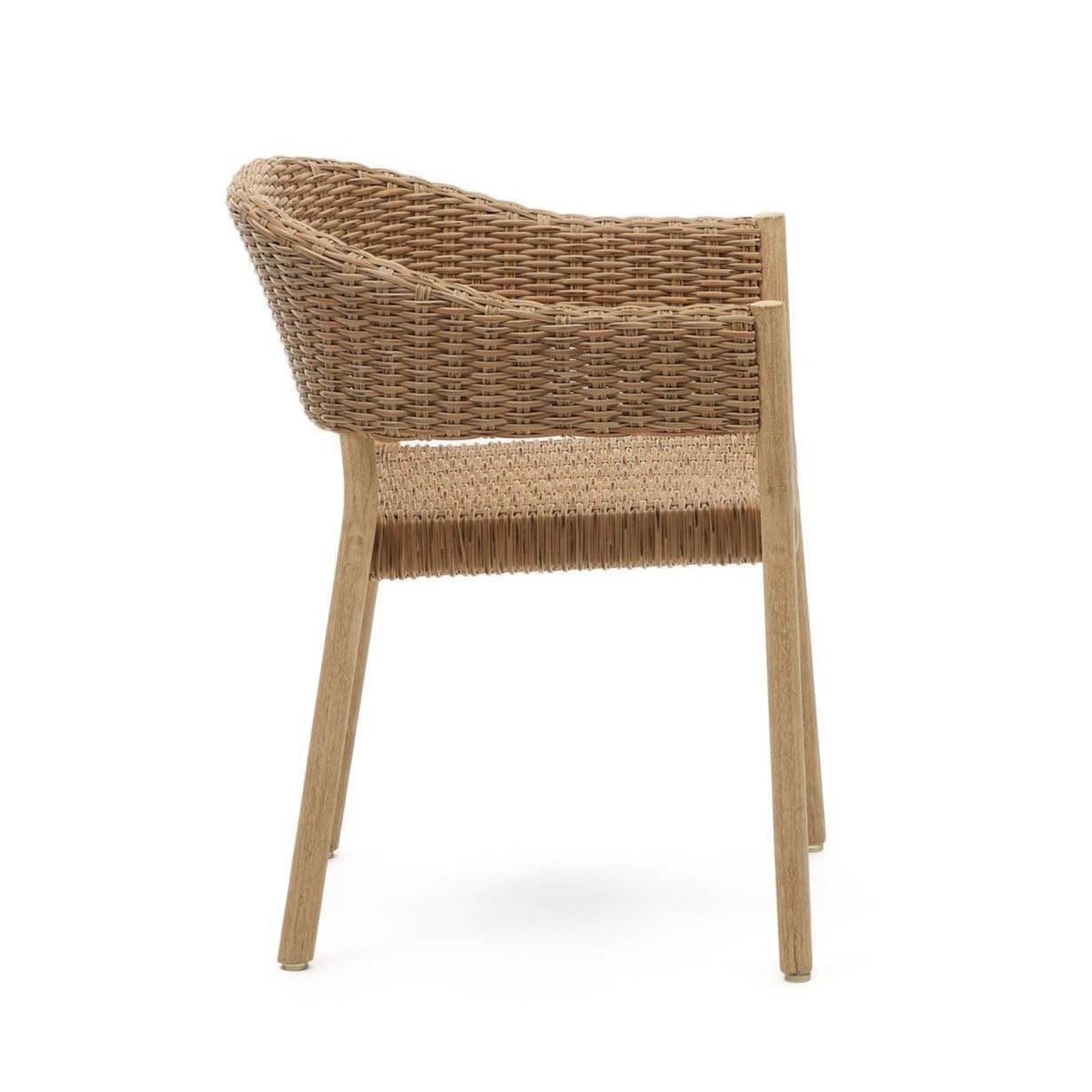 Krzesło ogrodowe POLA lite drewno eukaliptusowe z rattanowy wykończeniem La Forma Eye on Design