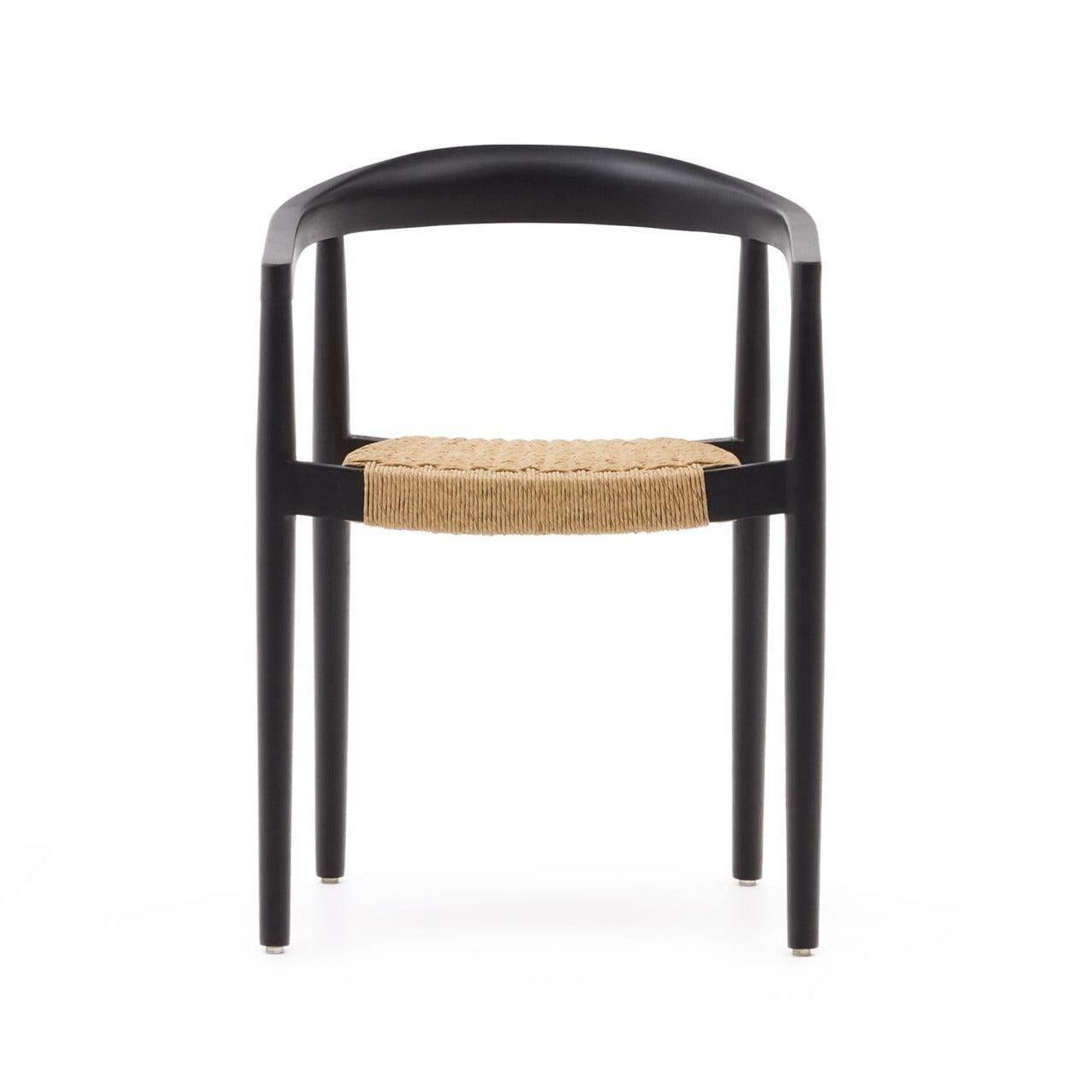 Krzesło ogrodowe YDALIA czarne drewno tekowe z beżową liną La Forma Eye on Design